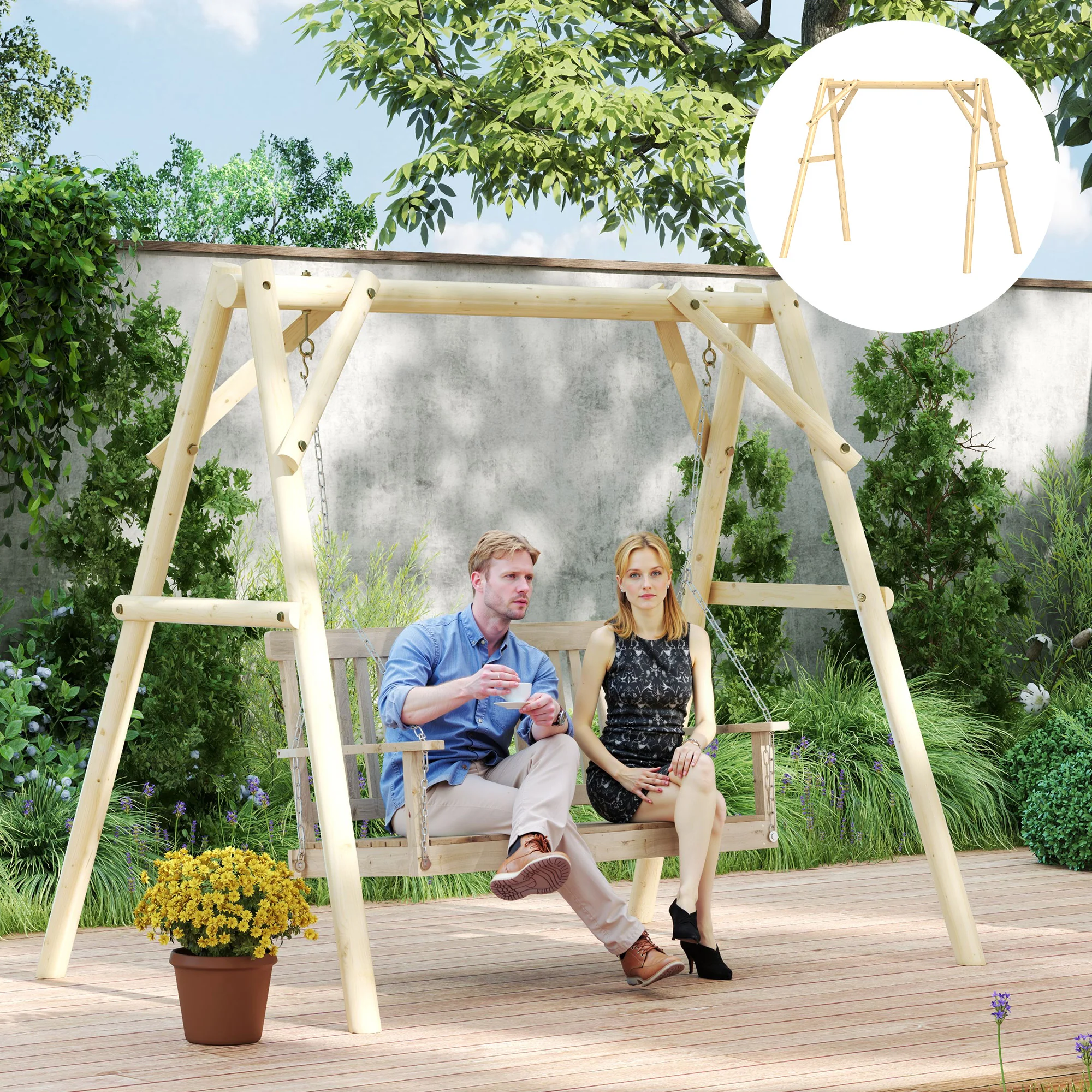 660 lbs Porch Swing Frame, A-Frame Hanging Chair Stand, DIY Painting, for Backyard Patio - Image 3