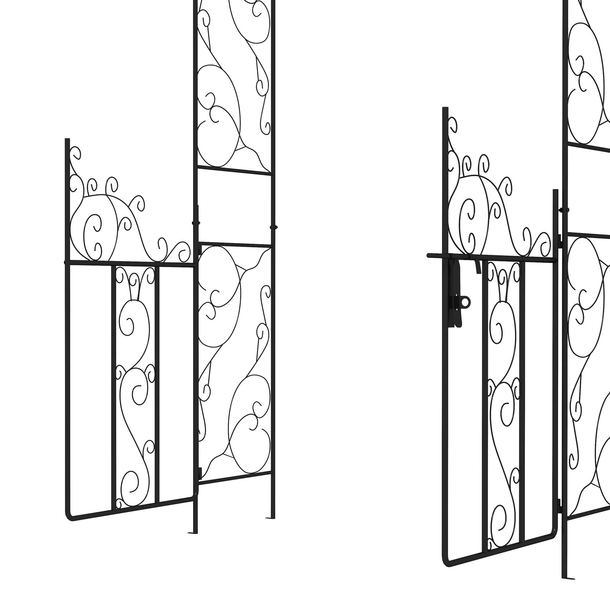 7.5' Metal Garden Arch with Gate for Climbing Plants & Weddings, Black - Image 11