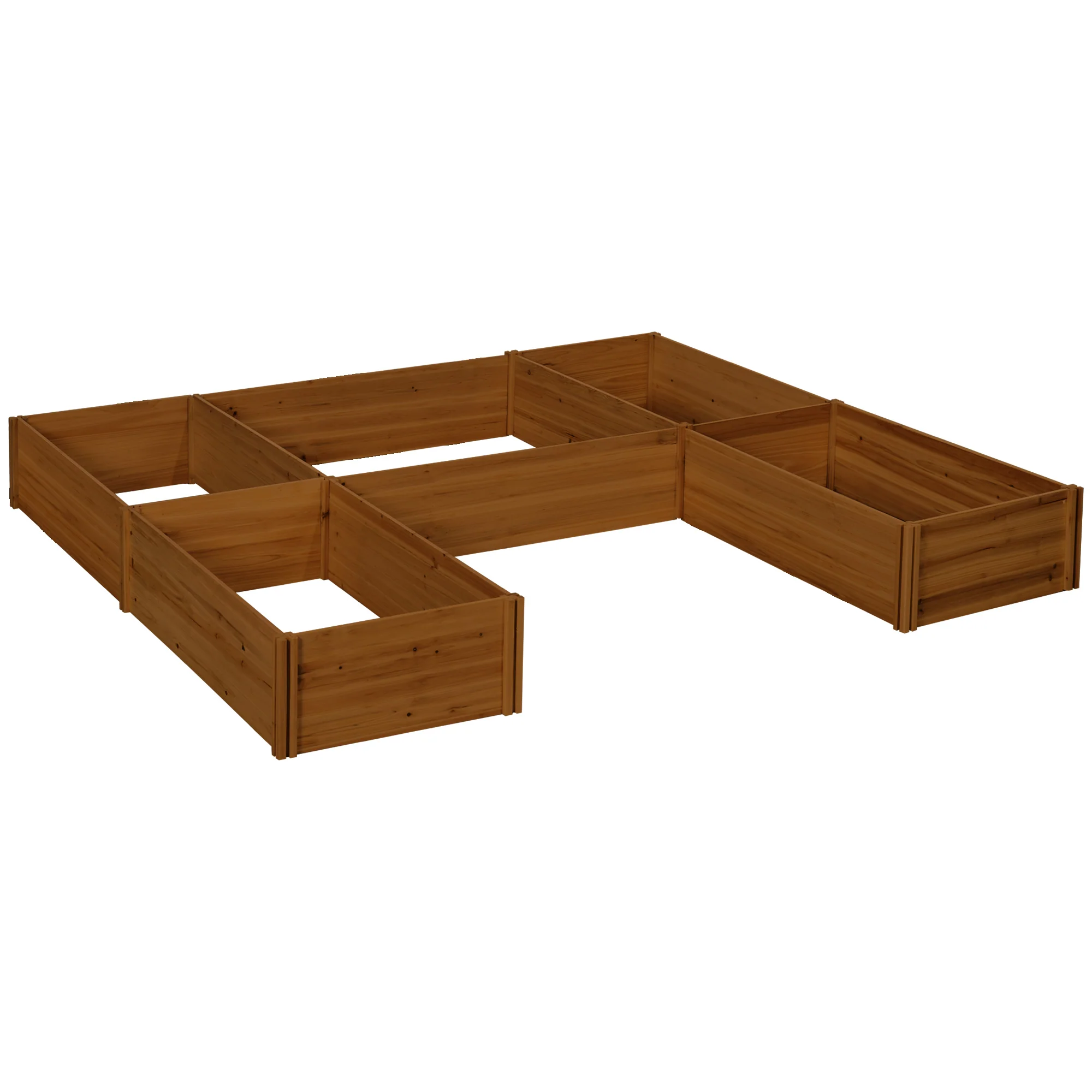 7.5x7.5ft DIY Raised Garden Bed, Large Wooden Planter Box with 5 Compartments, for Outdoor Plants, Vegetables, Flowers, Herbs, Easy Assembly, Brown - Image 2