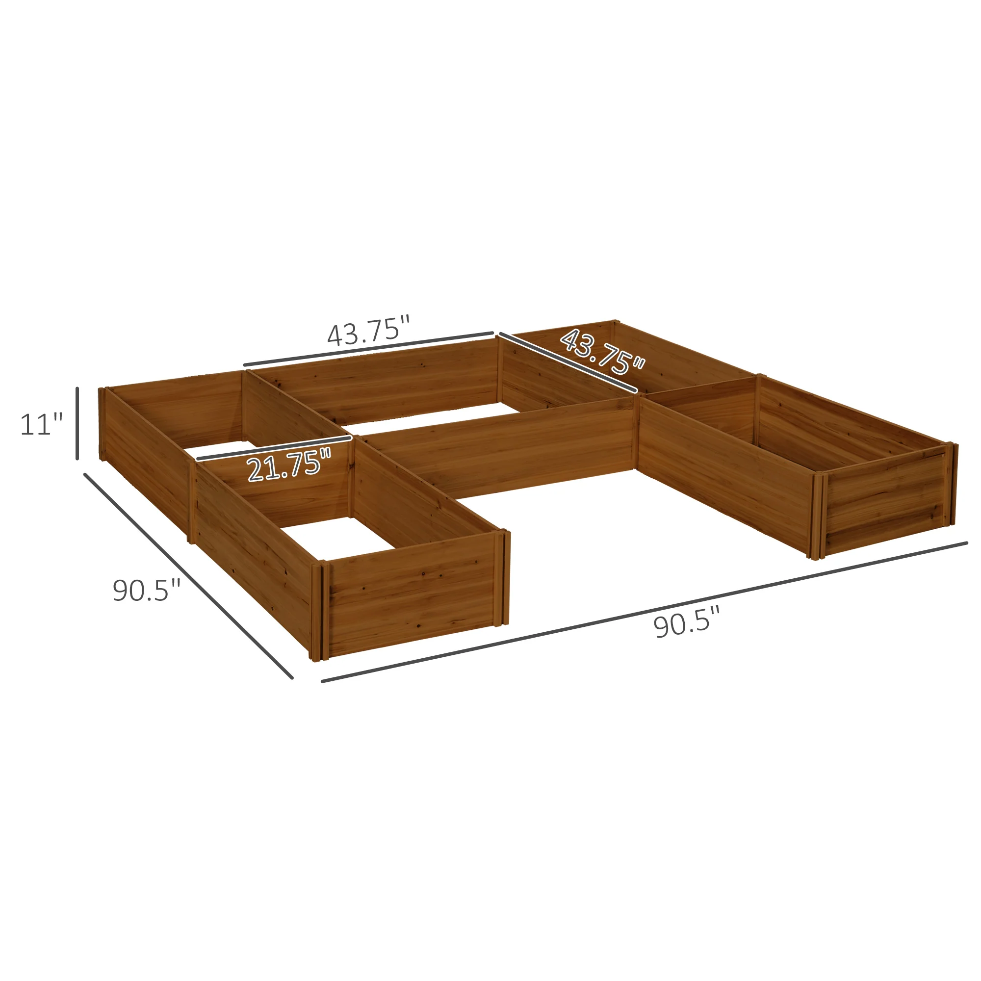 7.5x7.5ft DIY Raised Garden Bed, Large Wooden Planter Box with 5 Compartments, for Outdoor Plants, Vegetables, Flowers, Herbs, Easy Assembly, Brown - Image 5
