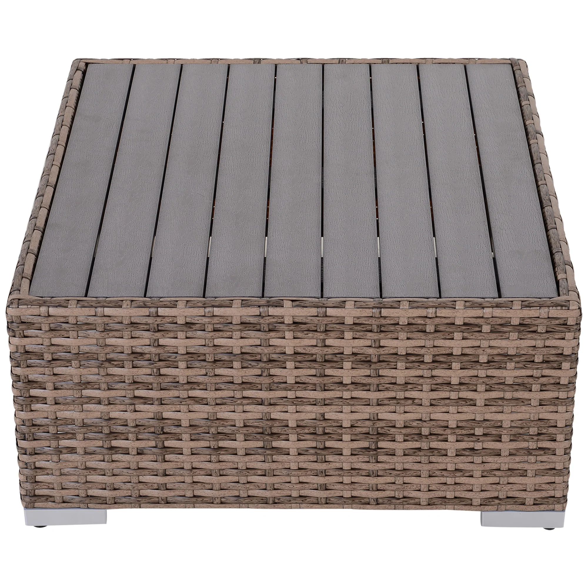 7-Piece Outdoor Rattan Conversation Set with Cushions and Tea Table, Gray - Image 10
