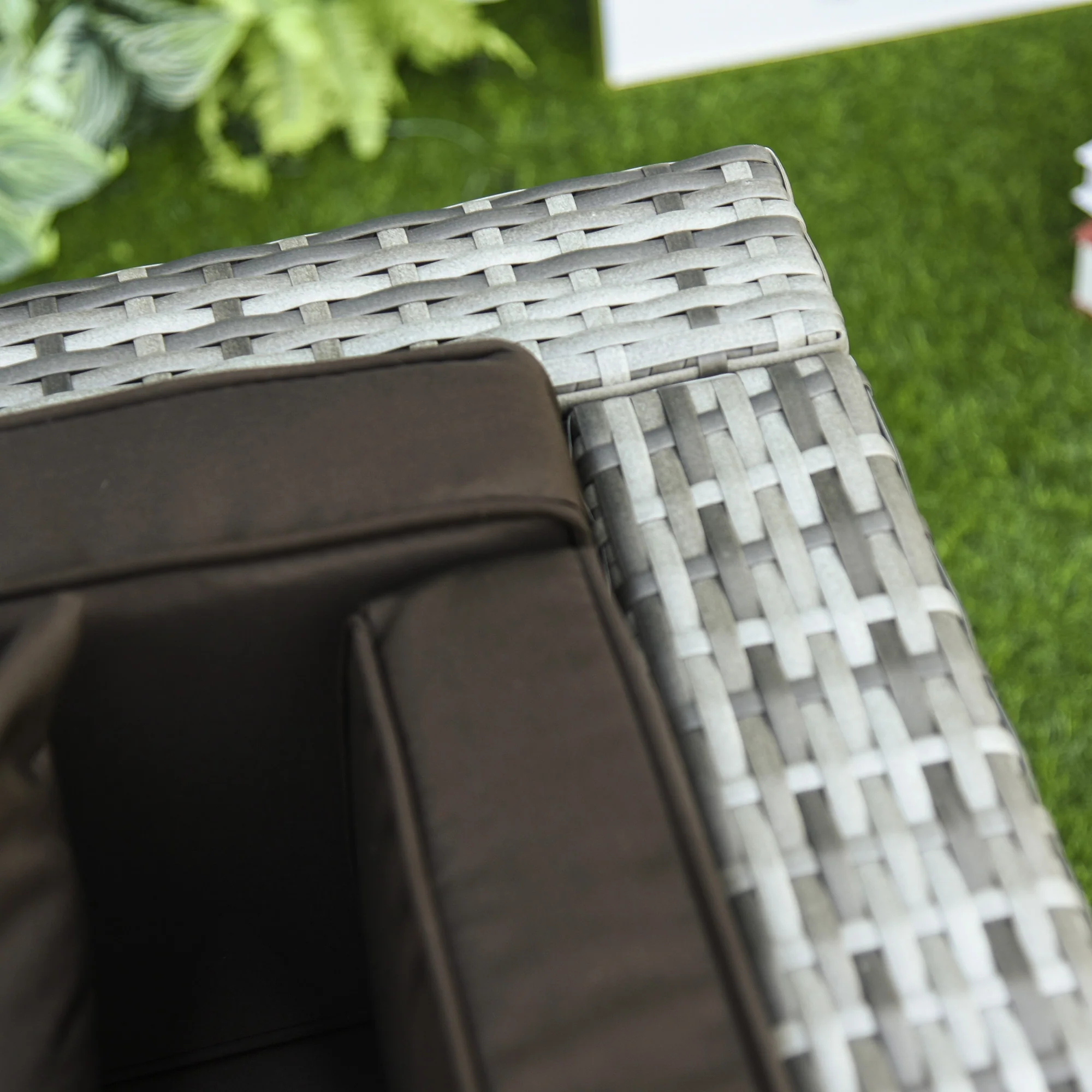 7-Piece All-Weather PE Rattan Sofa Set with Cushions & Pillows, Tempered Glass Table, Charcoal - Image 11