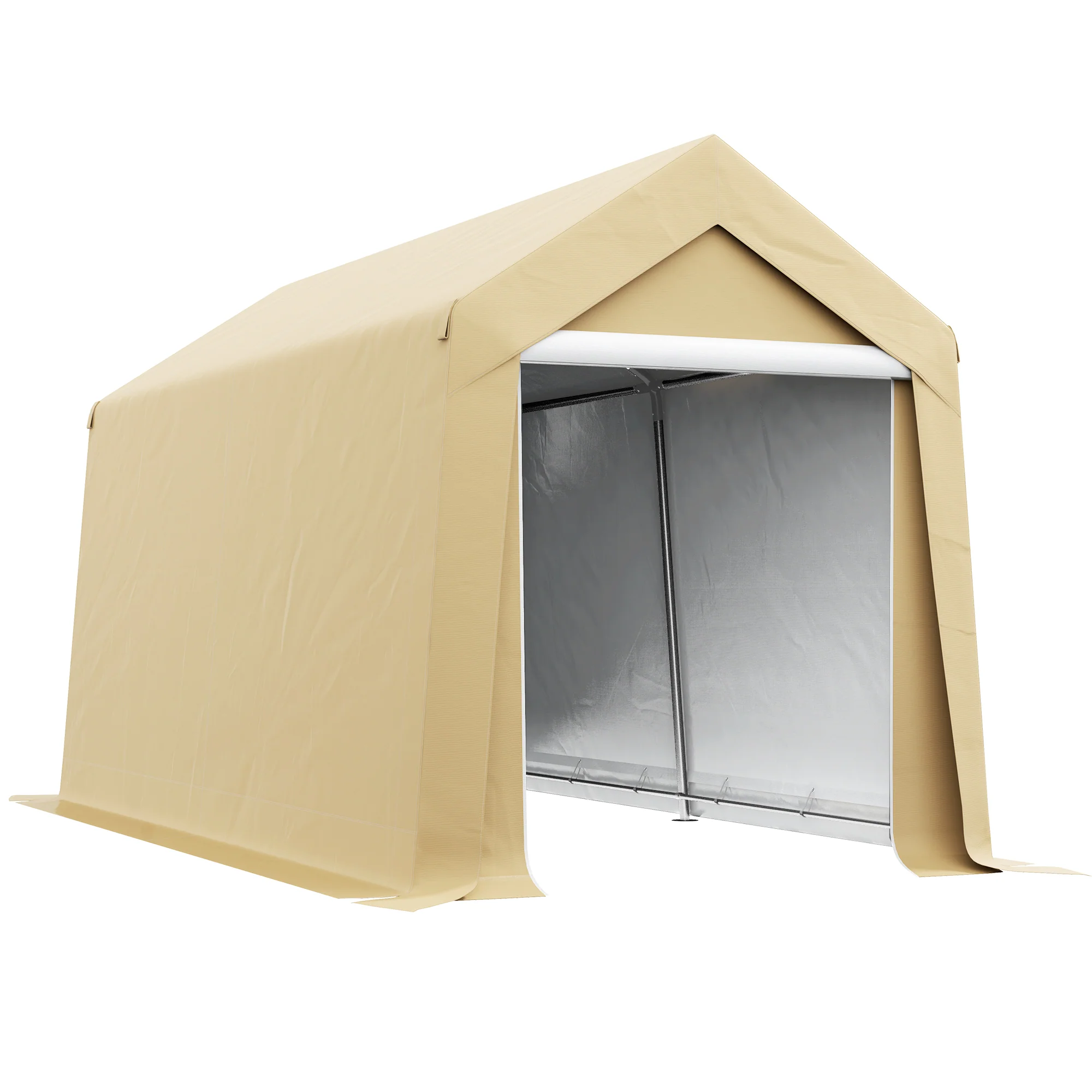 7' x 12' Portable Shed, Heavy Duty & Waterproof Storage Tent for Motorcycle, Tools, Beige