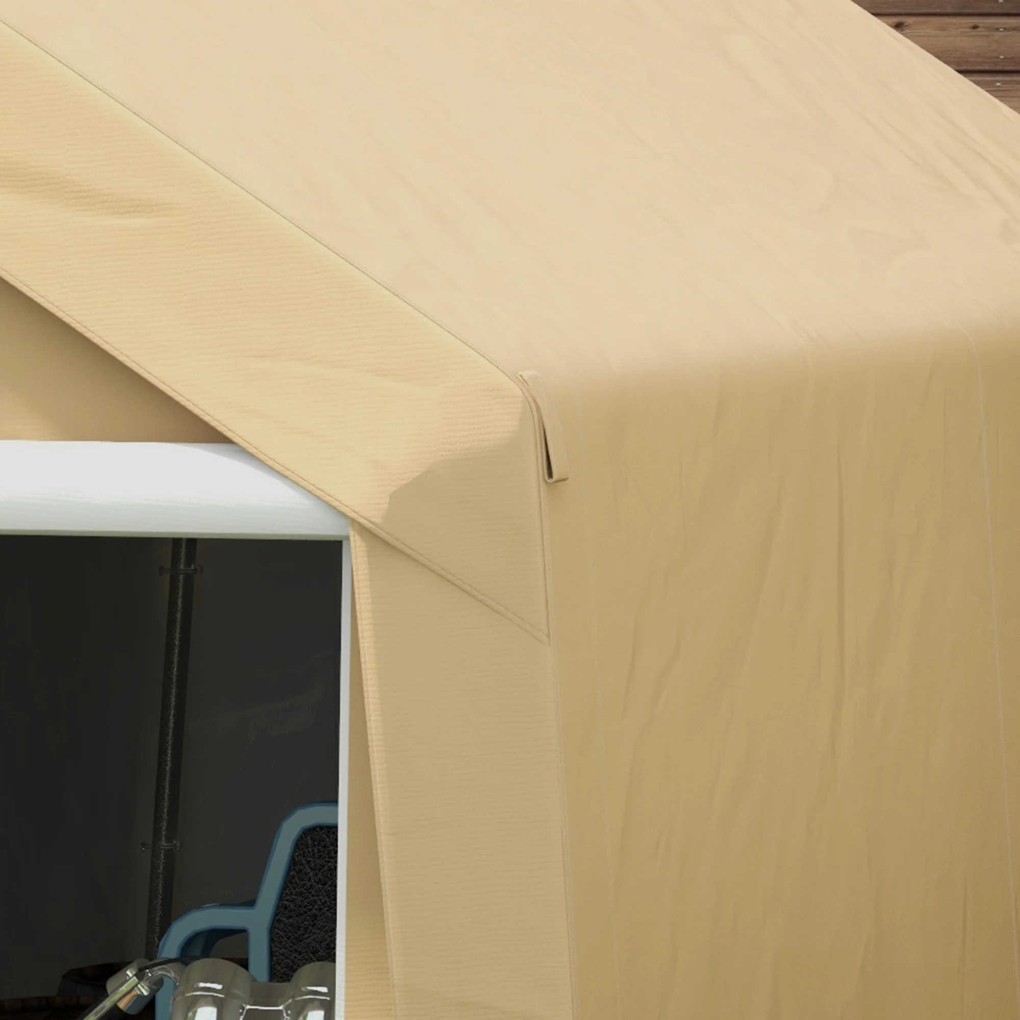 7' x 12' Portable Shed, Heavy Duty & Waterproof Storage Tent for Motorcycle, Tools, Beige - Image 11