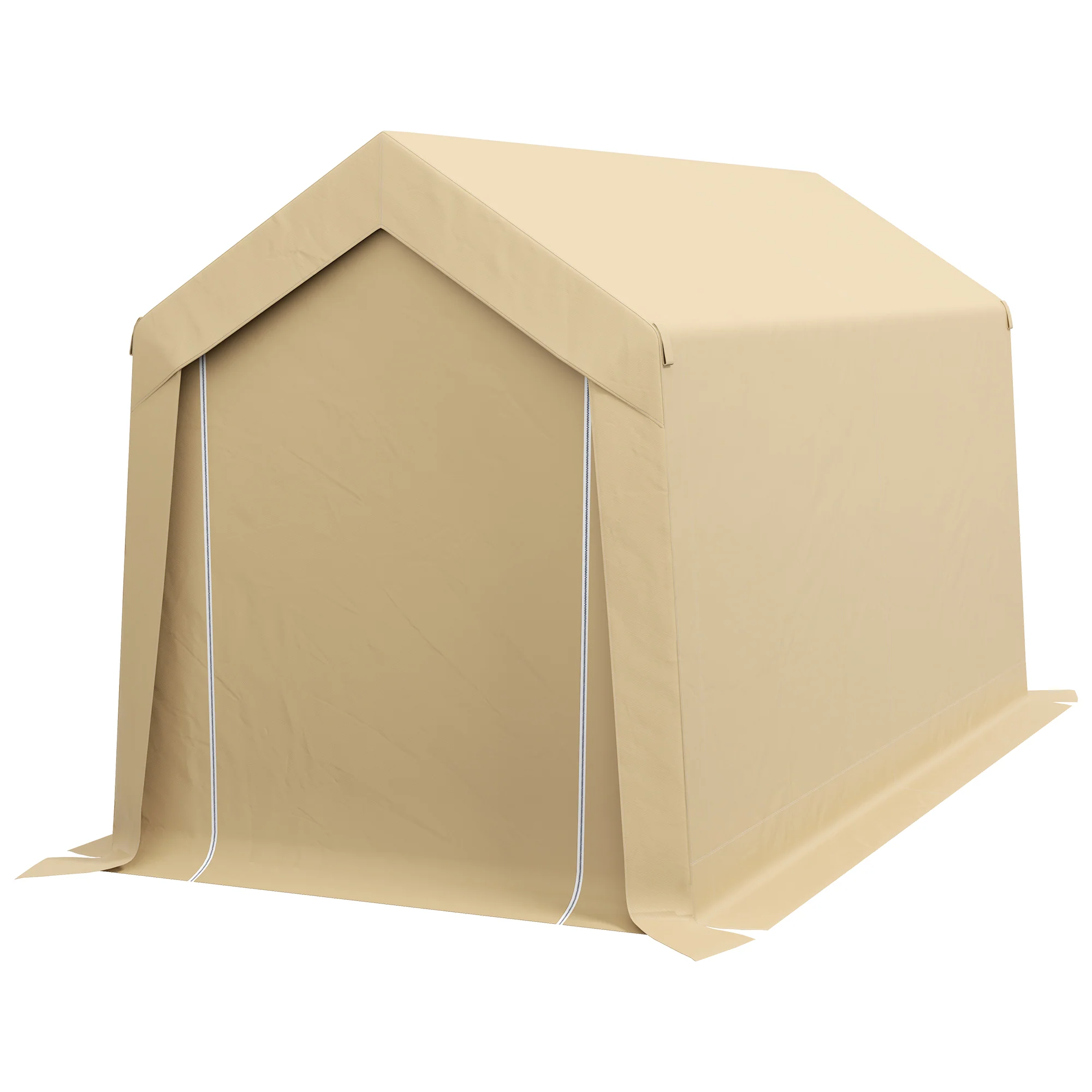 7' x 12' Portable Shed, Heavy Duty & Waterproof Storage Tent for Motorcycle, Tools, Beige - Image 2