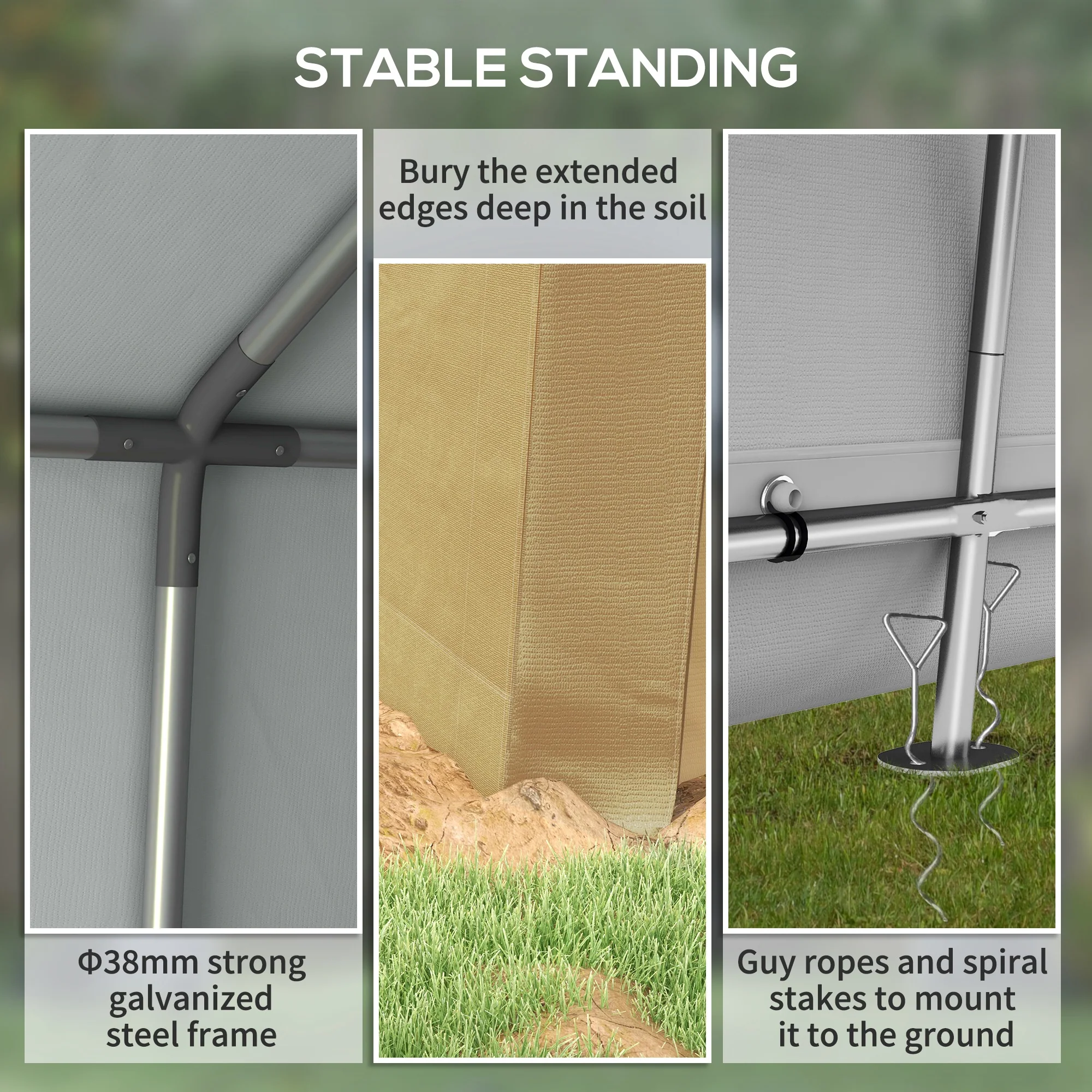 7' x 12' Portable Shed, Heavy Duty & Waterproof Storage Tent for Motorcycle, Tools, Beige - Image 7