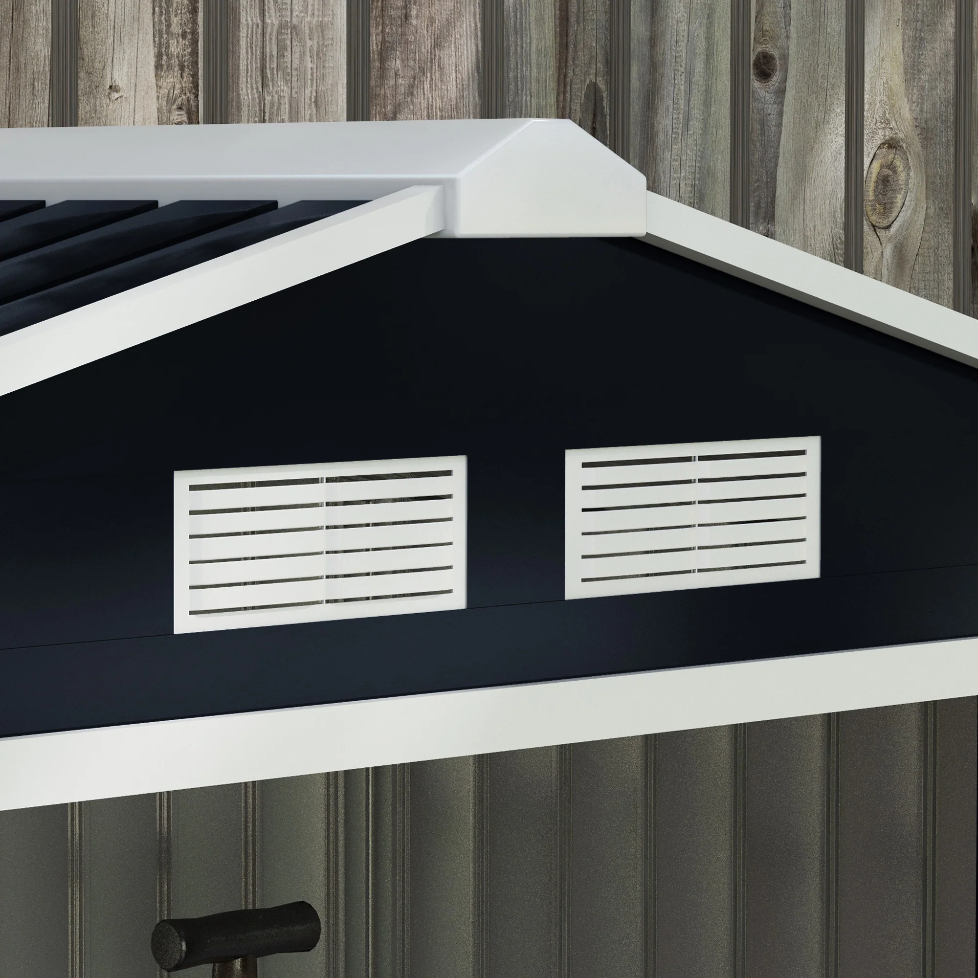 EverBase 7' x 4' Outdoor Storage Shed with Foundation Kit, Double Lockable Door & Air Vents, Dark Gray - Image 10