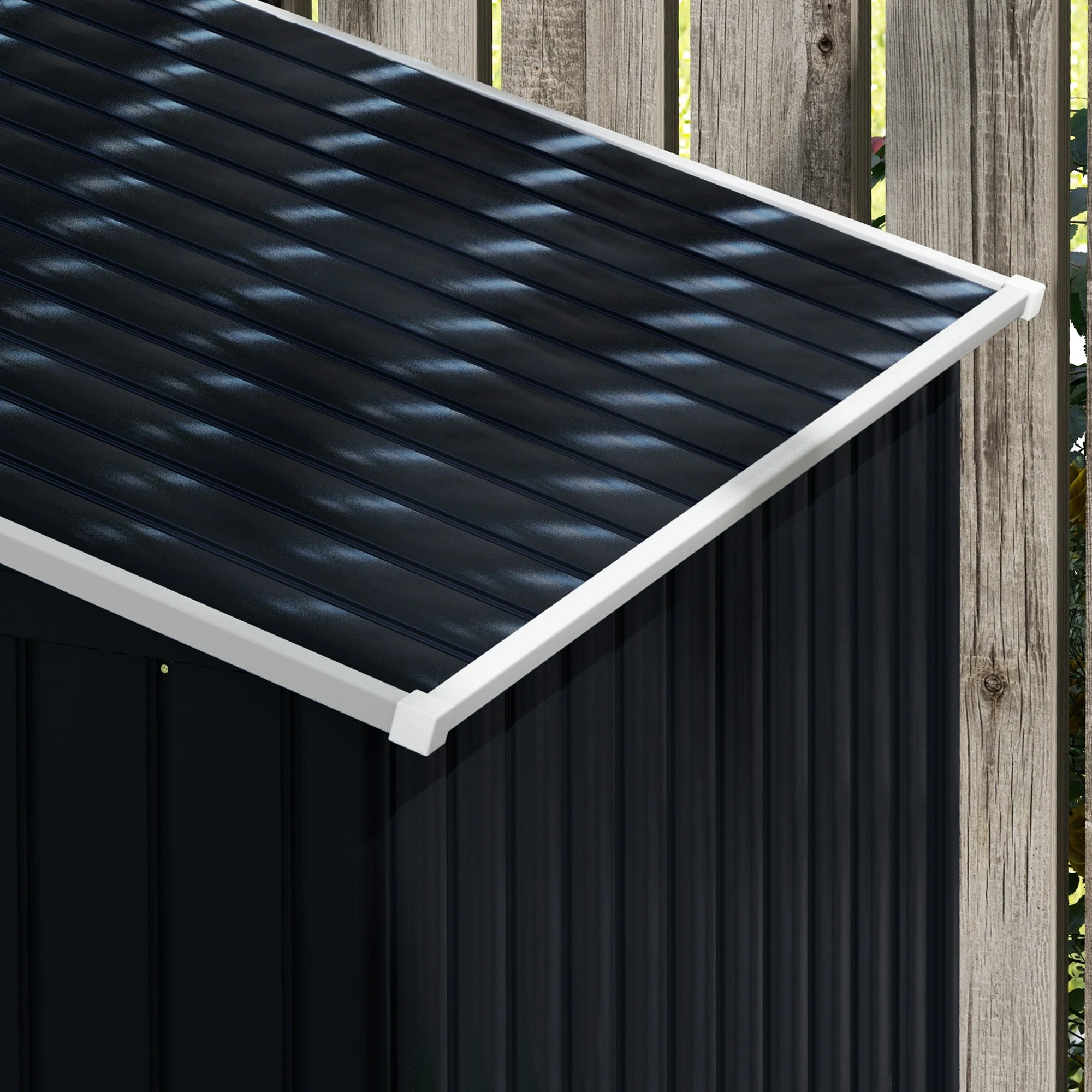 EverBase 7' x 4' Outdoor Storage Shed with Foundation Kit, Double Lockable Door & Air Vents, Dark Gray - Image 11