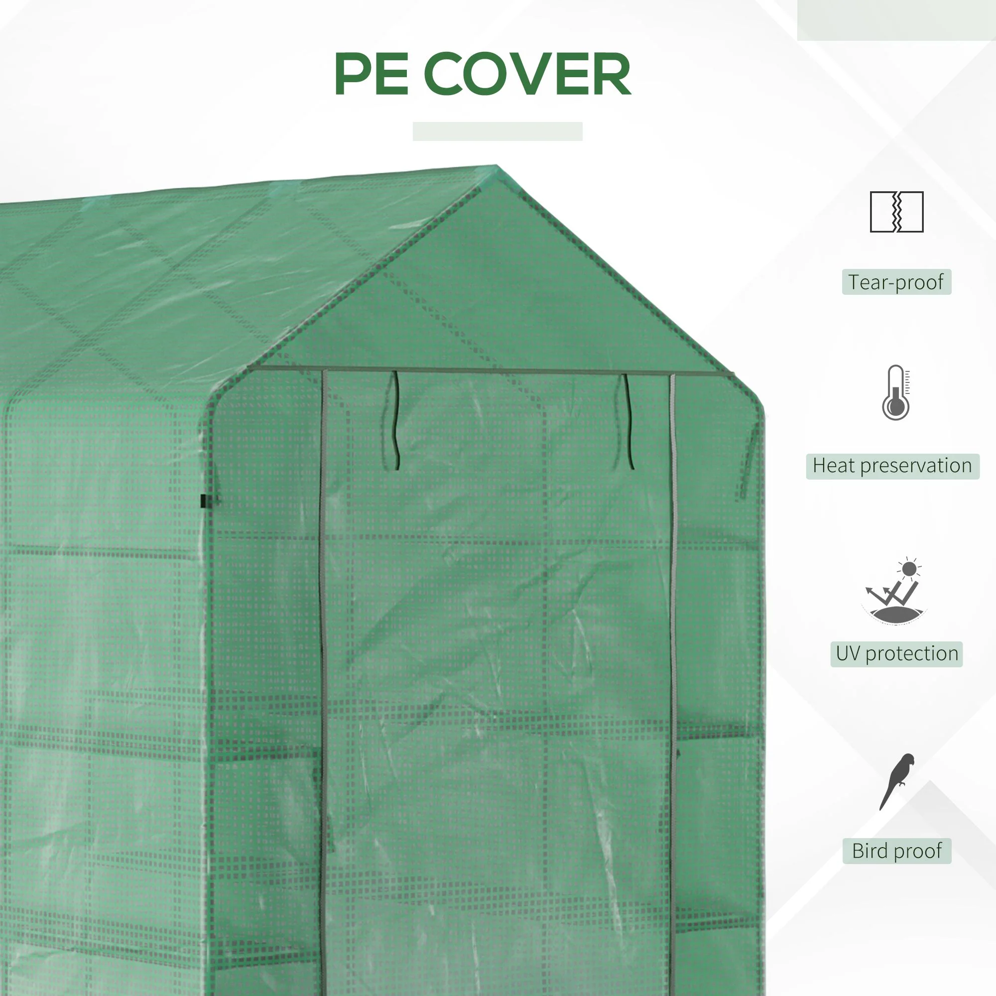 7' x 5' x 6' Walk-in Greenhouse, 18 Shelf Hot House with Trellis, Green - Image 6