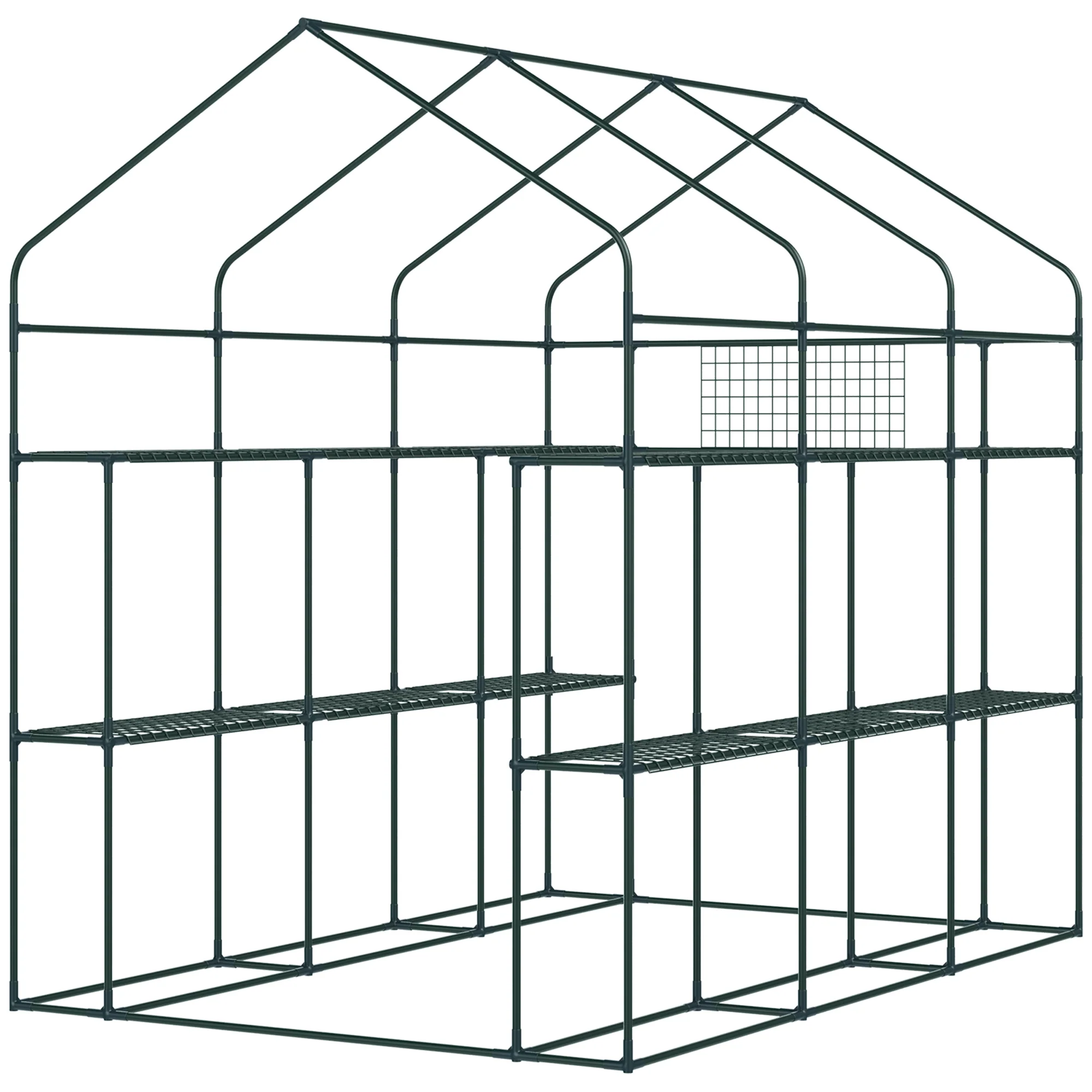 7' x 5' x 6' Walk-in Greenhouse with Windows, 18 Shelf Hot House with Trellis, Green - Image 10
