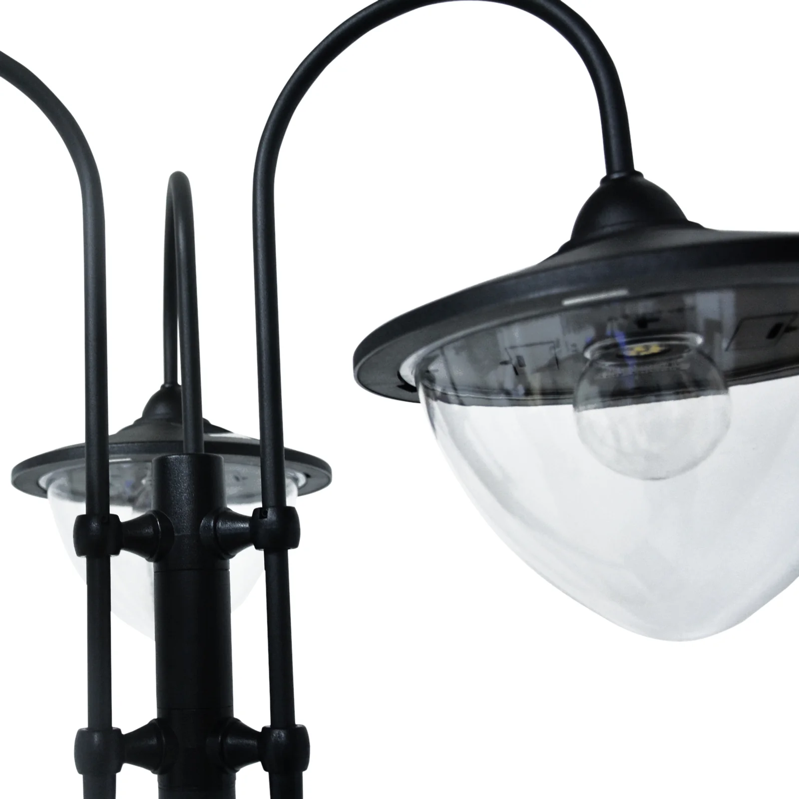 74.5" 3-Head Solar Street Light Post with Planter, Auto-On, 6Hr, Black - Image 10