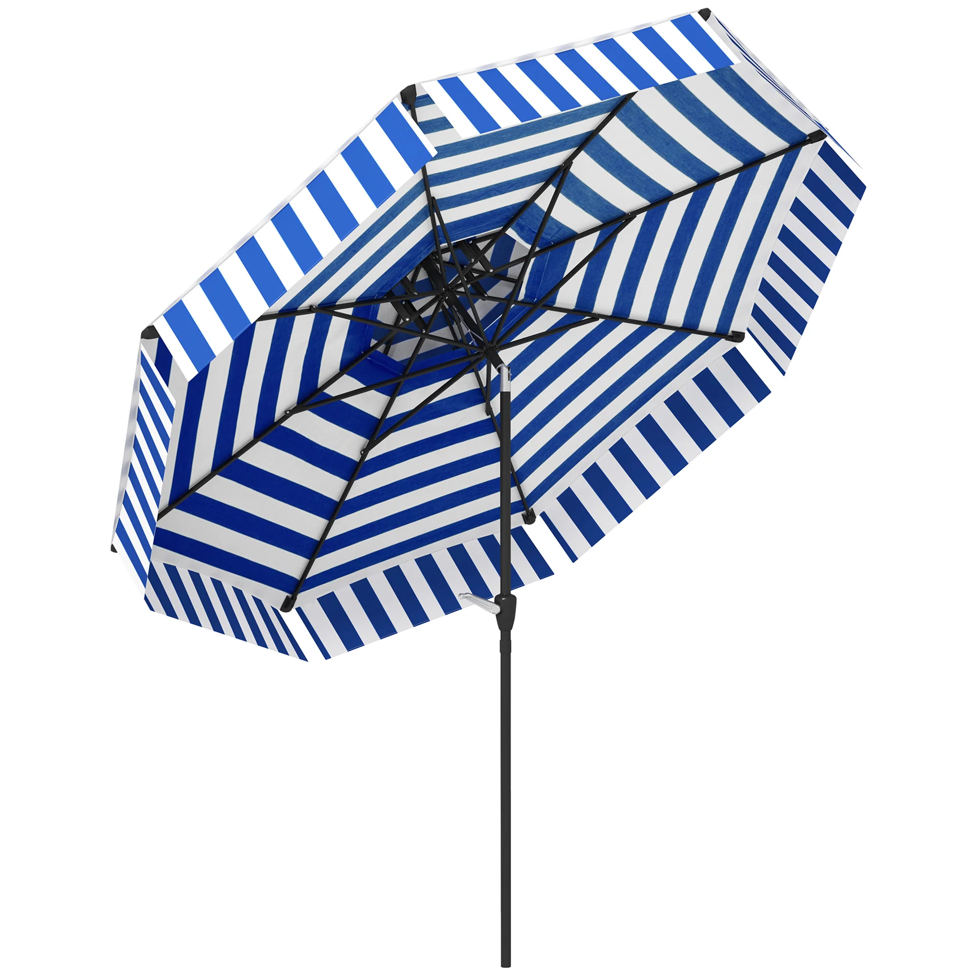 8.6FT Patio Umbrella with Tilt, Crank & UPF 30+ Sun Protection, 2-Tier Vented Design, Navy Blue
