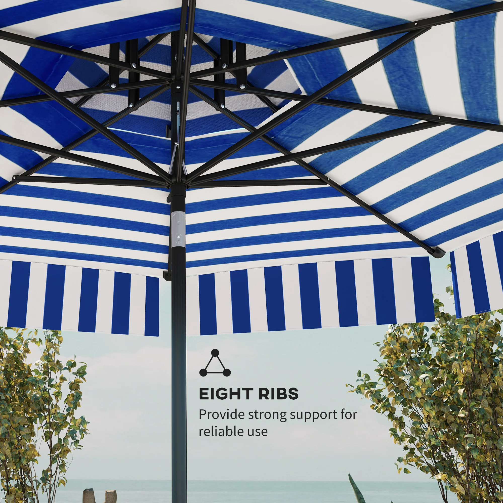 8.6FT Patio Umbrella with Tilt, Crank & UPF 30+ Sun Protection, 2-Tier Vented Design, Navy Blue - Image 10