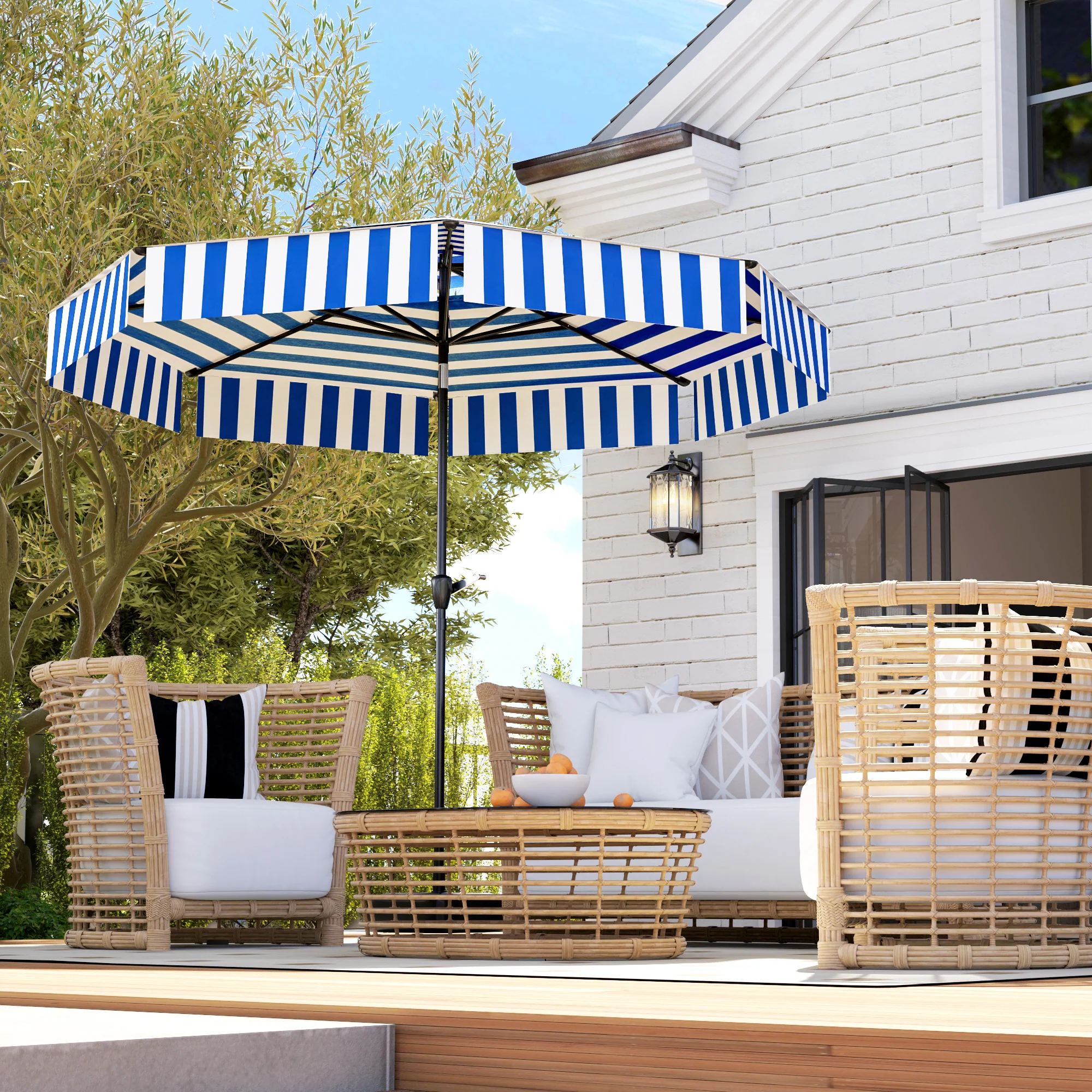 8.6FT Patio Umbrella with Tilt, Crank & UPF 30+ Sun Protection, 2-Tier Vented Design, Navy Blue - Image 4