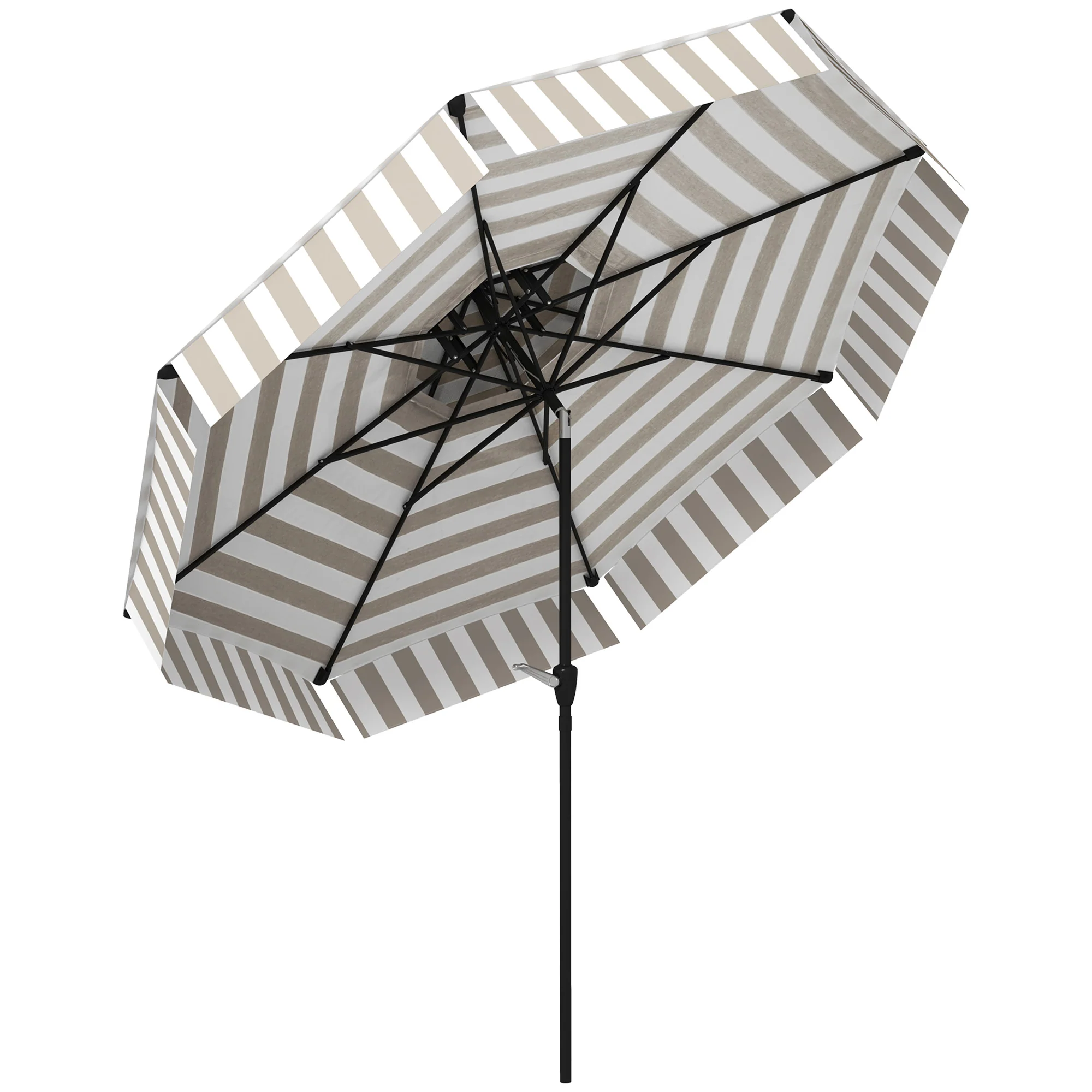 8.6FT Patio Umbrella with Tilt, Crank & UPF 30+ Sun Protection, 2-Tier Vented Design, Light Gray