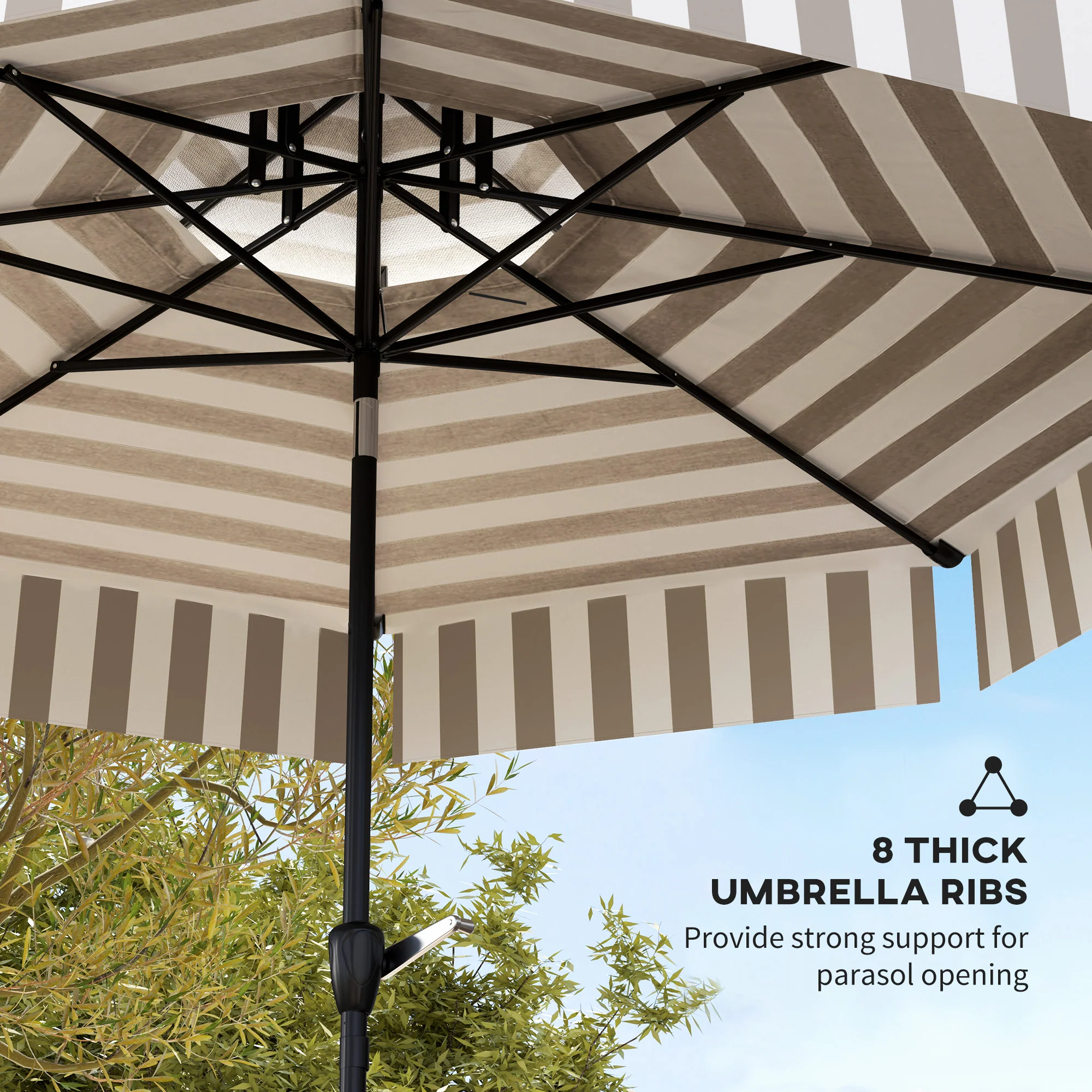 8.6FT Patio Umbrella with Tilt, Crank & UPF 30+ Sun Protection, 2-Tier Vented Design, Light Gray - Image 10