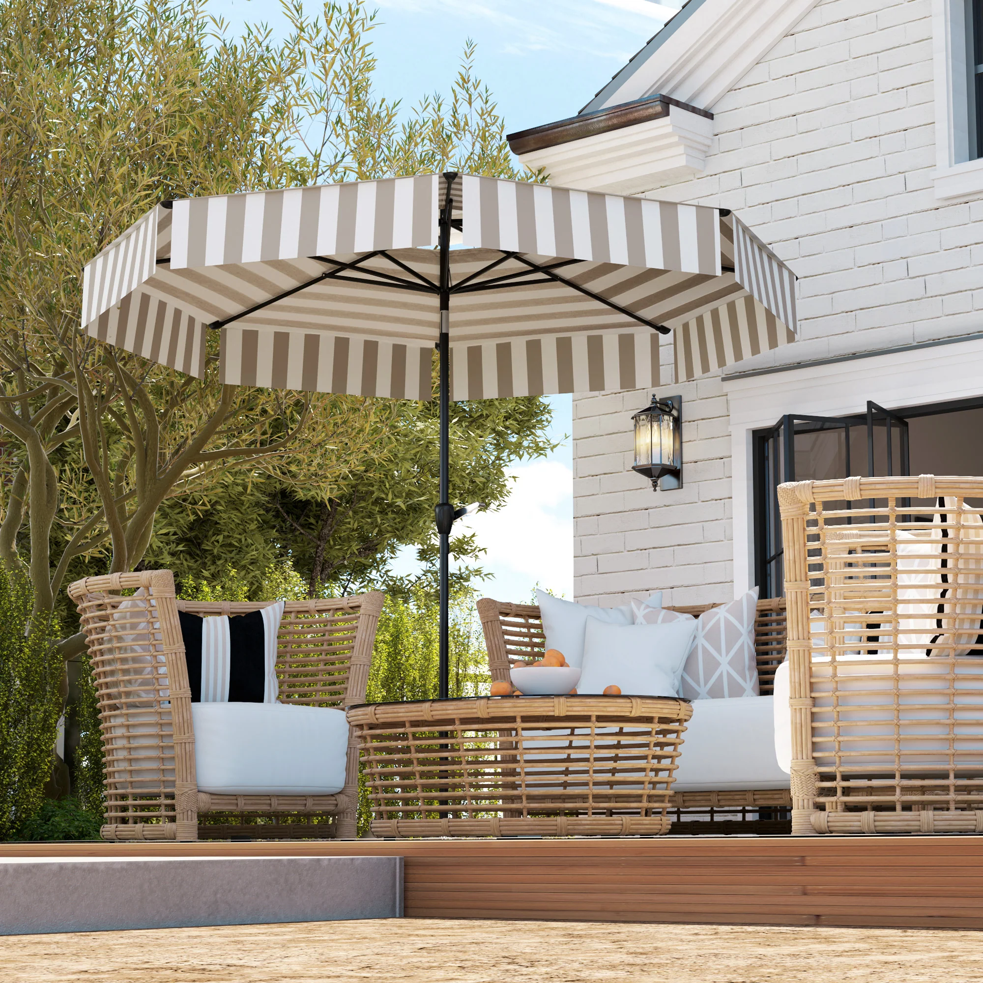 8.6FT Patio Umbrella with Tilt, Crank & UPF 30+ Sun Protection, 2-Tier Vented Design, Light Gray - Image 4