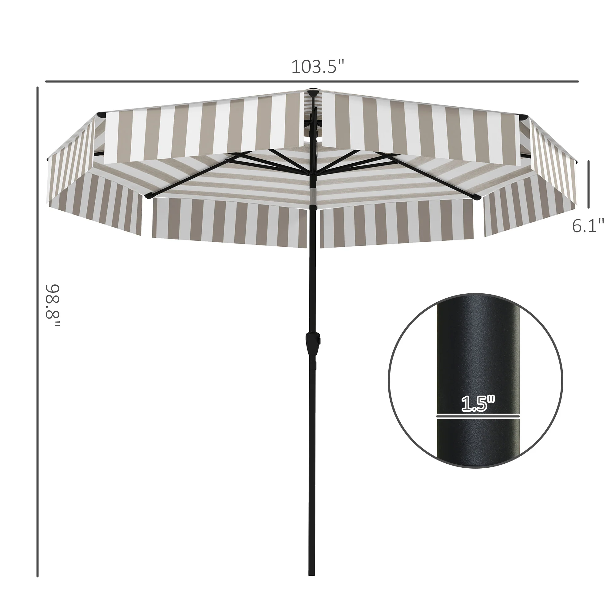 8.6FT Patio Umbrella with Tilt, Crank & UPF 30+ Sun Protection, 2-Tier Vented Design, Light Gray - Image 5
