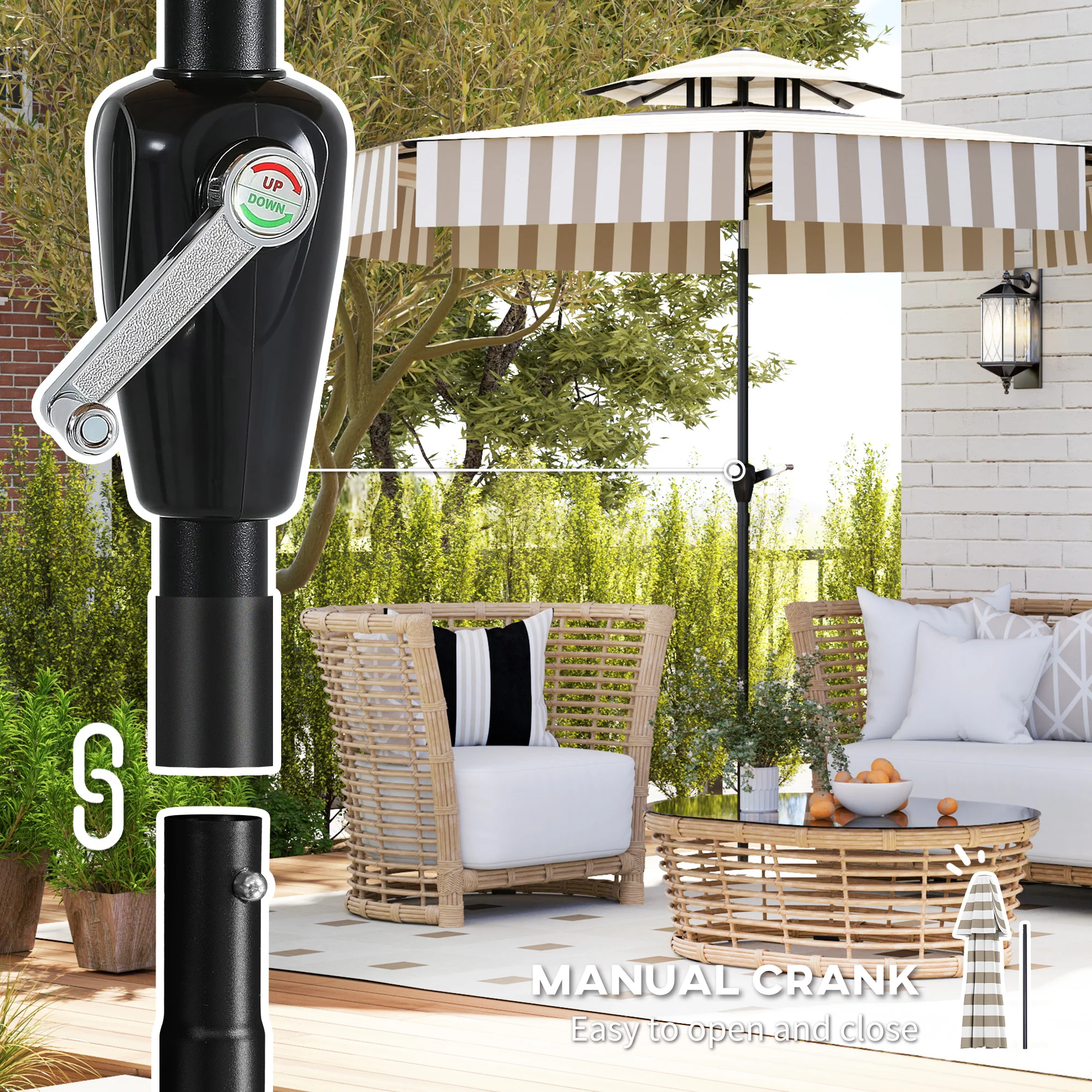 8.6FT Patio Umbrella with Tilt, Crank & UPF 30+ Sun Protection, 2-Tier Vented Design, Light Gray - Image 9