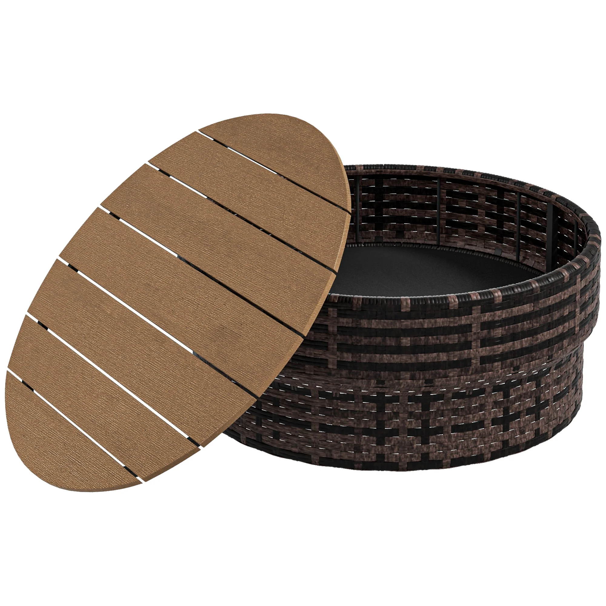 8PC Outdoor Conversation Set w/ 4 Rattan Sofa Chairs, 4 Tables & Umbrella Hole, Mixed Brown - Image 11