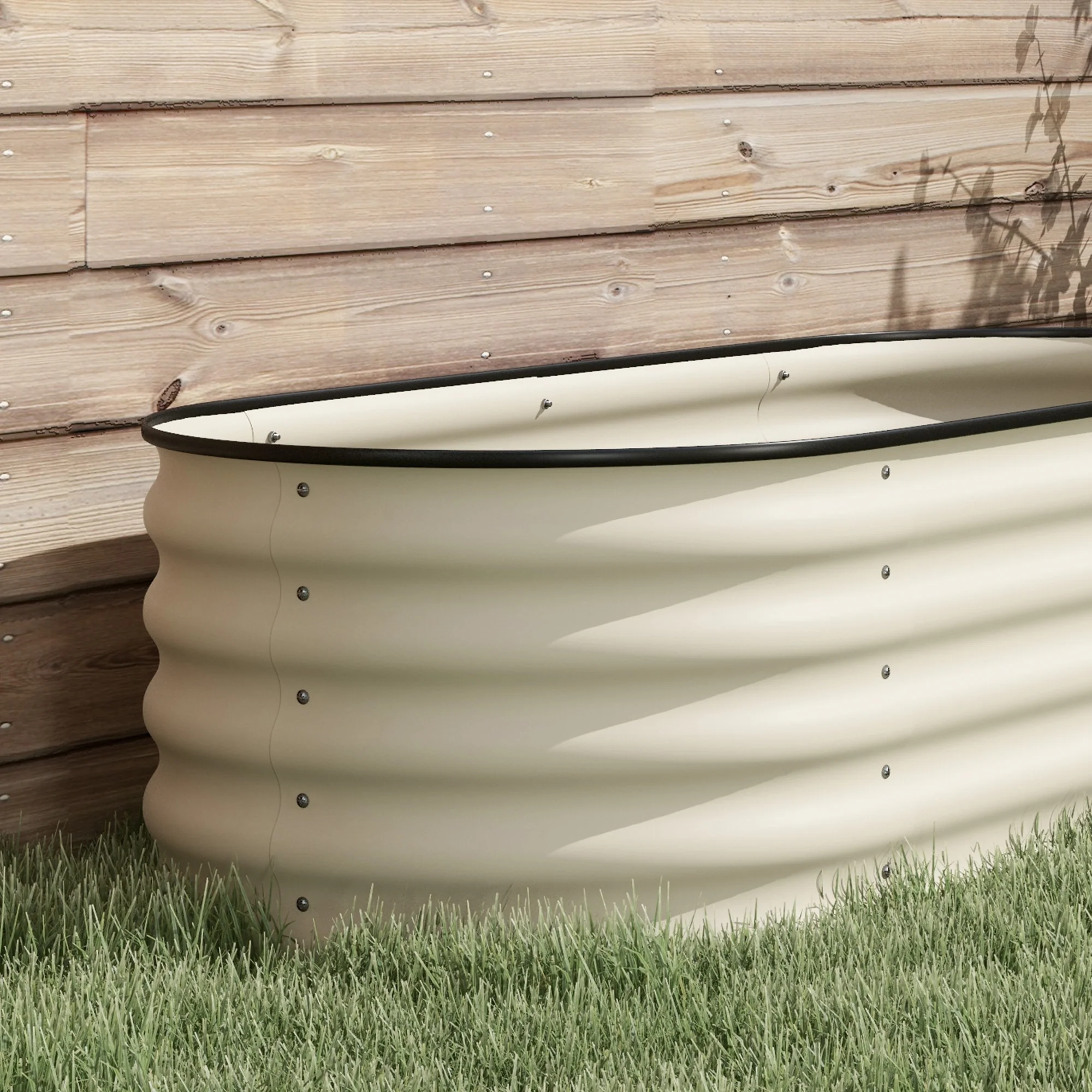8' x 2' x 1.4' Galvanized Raised Garden Bed Kit, Outdoor Metal Elevated Planter Box with Safety Edging, Easy DIY Stock Tank for Growing Flowers, Herbs & Vegetables, Cream - Image 10