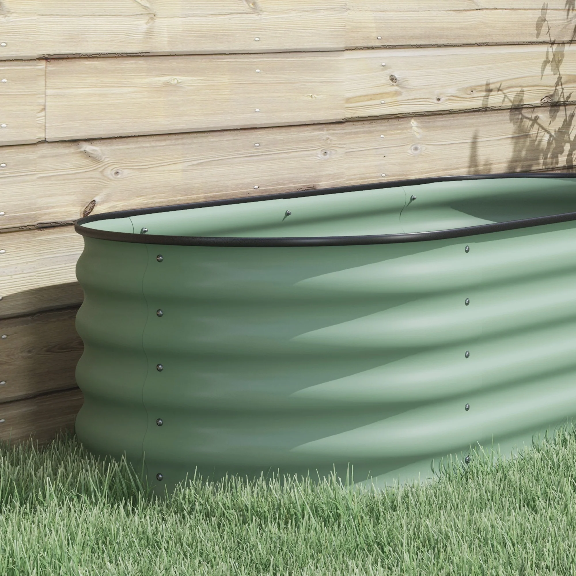 8' x 2' x 1.4' Galvanized Raised Garden Bed Kit, Outdoor Metal Elevated Planter Box with Safety Edging, Easy DIY Stock Tank for Growing Flowers, Herbs & Vegetables, Green - Image 10