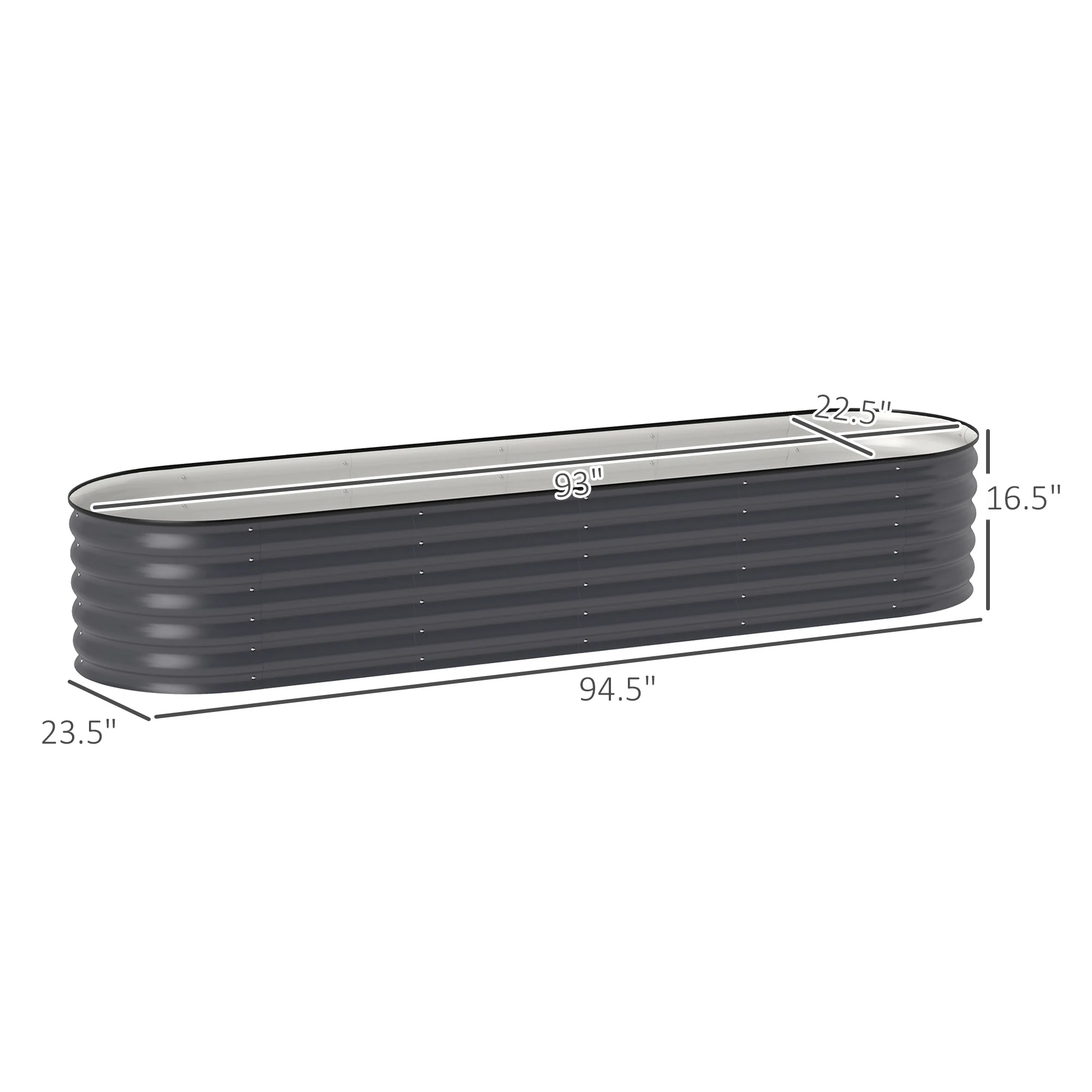 8' x 2' x 1.4' Galvanized Raised Garden Bed Kit, Outdoor Metal Elevated Planter Box with Safety Edging, Easy DIY Stock Tank for Growing Flowers, Herbs & Vegetables, Dark Gray - Image 5