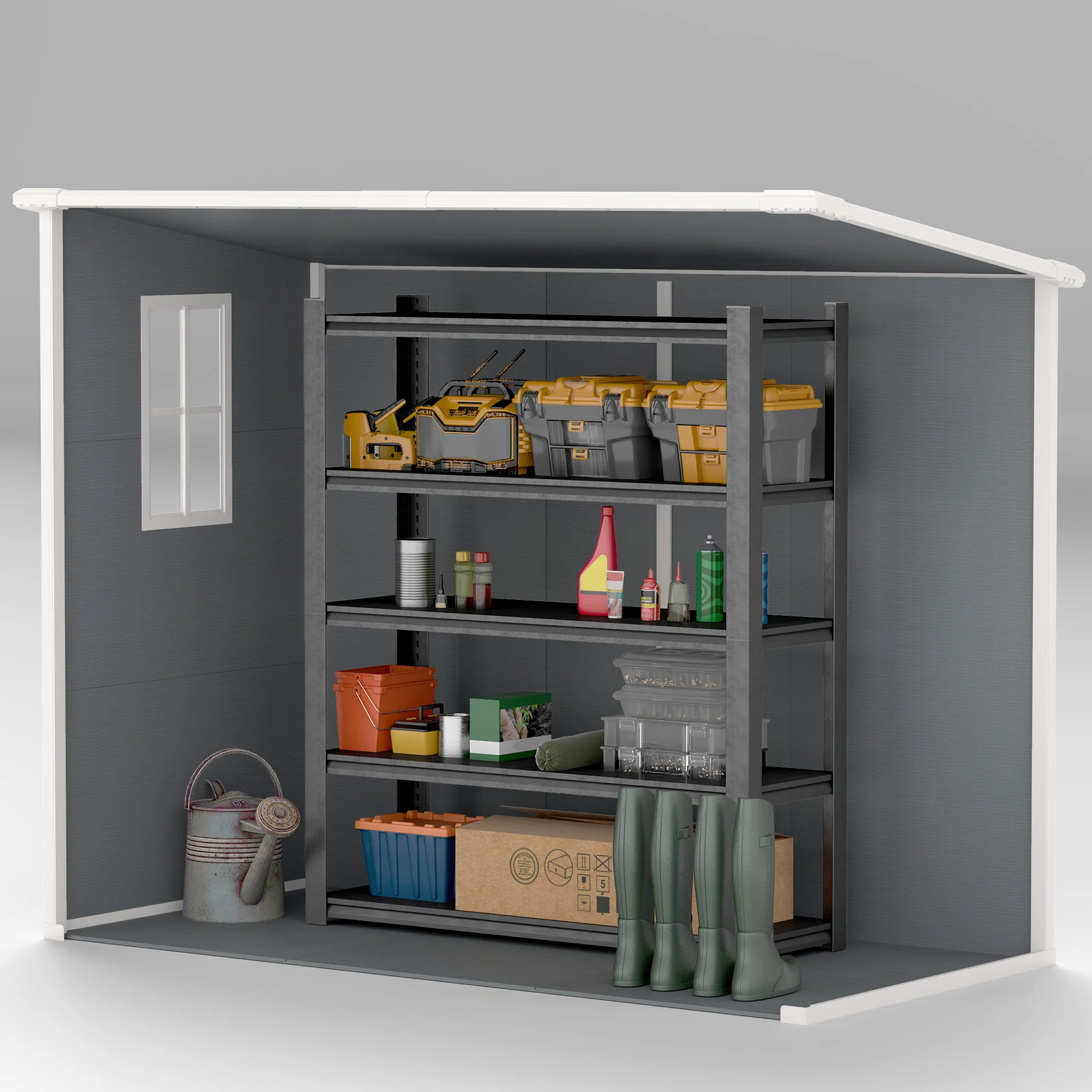 EverBase 8' x 4' Outdoor Storage Shed with Window, Lockable Doors and Vents, Gray - Image 11