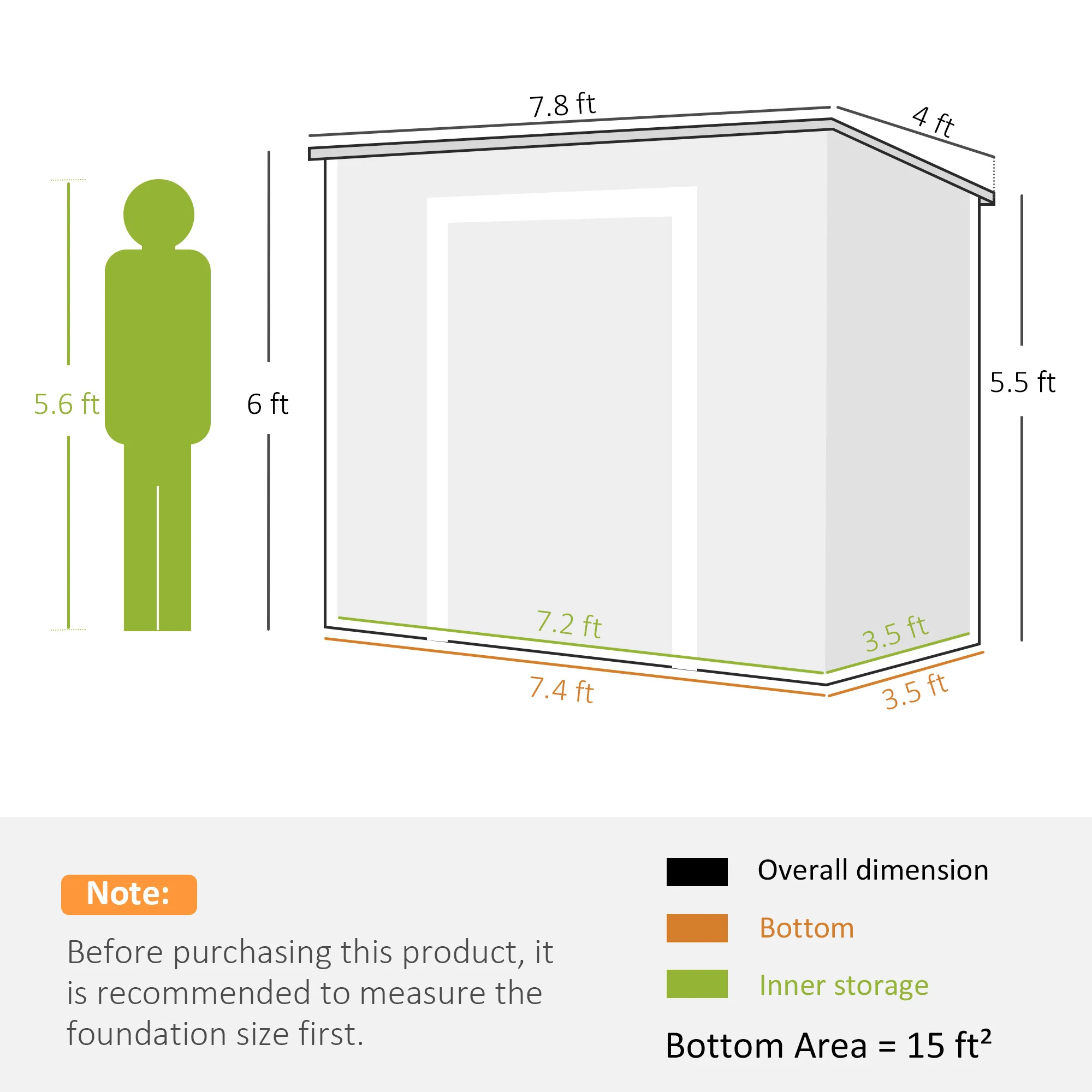 EverBase 8' x 4' Outdoor Storage Shed with Window, Lockable Doors and Vents, Gray - Image 4