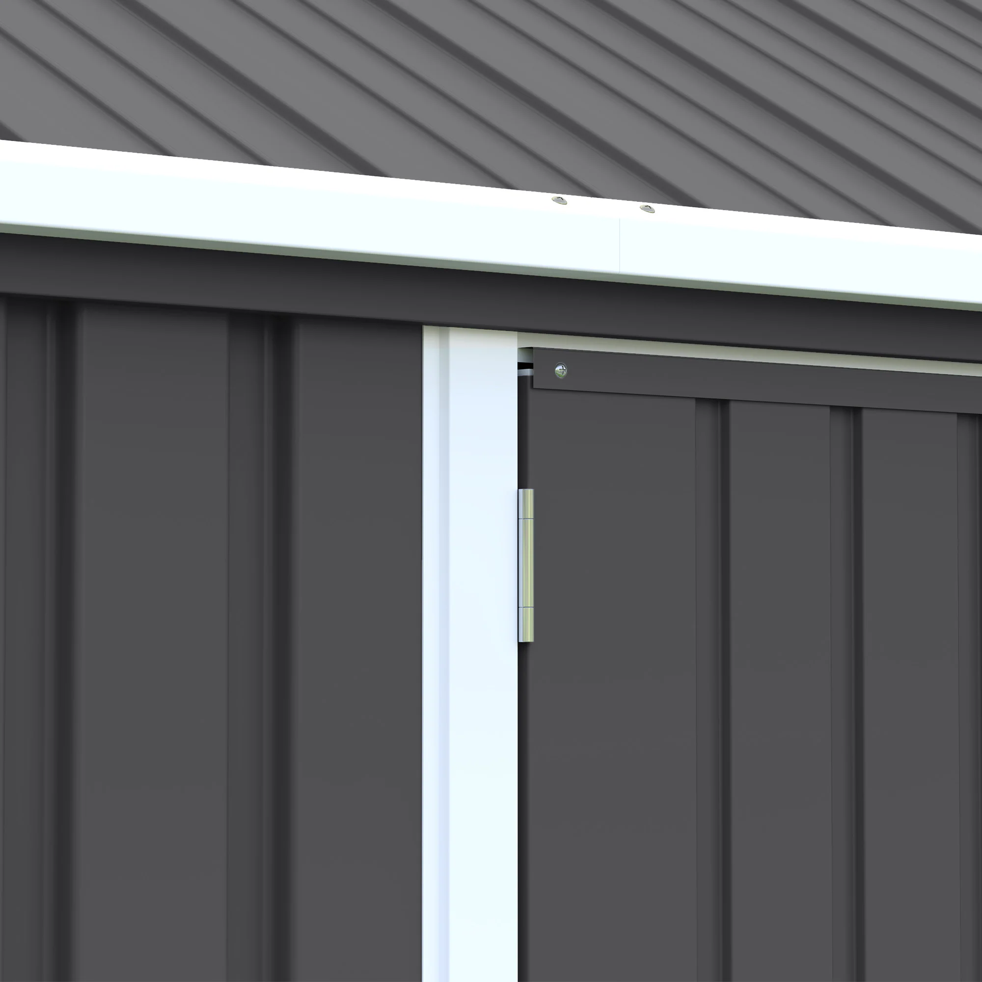 8' x 5.5' Extra Large Garden Shed, Tool Storage with Window, Metal Sloped Roof, Dark Gray - Image 11