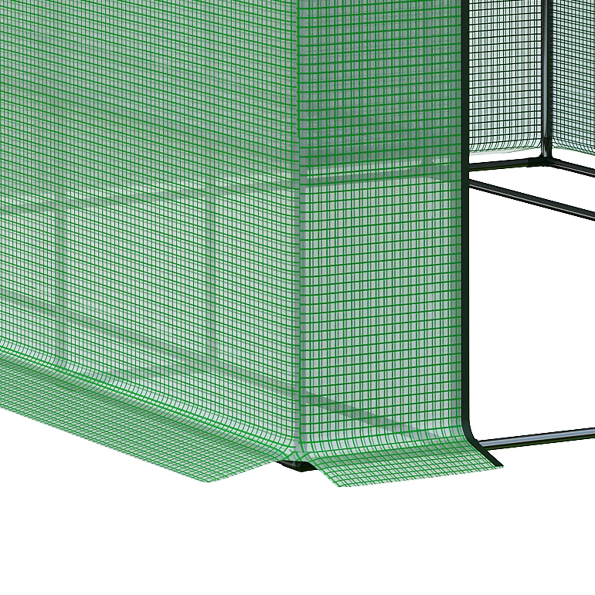 8' x 6' x 7' Walk-in Greenhouse with PE Cover, 4-Tier Shelves, Steel Frame Hot House, Green - Image 11