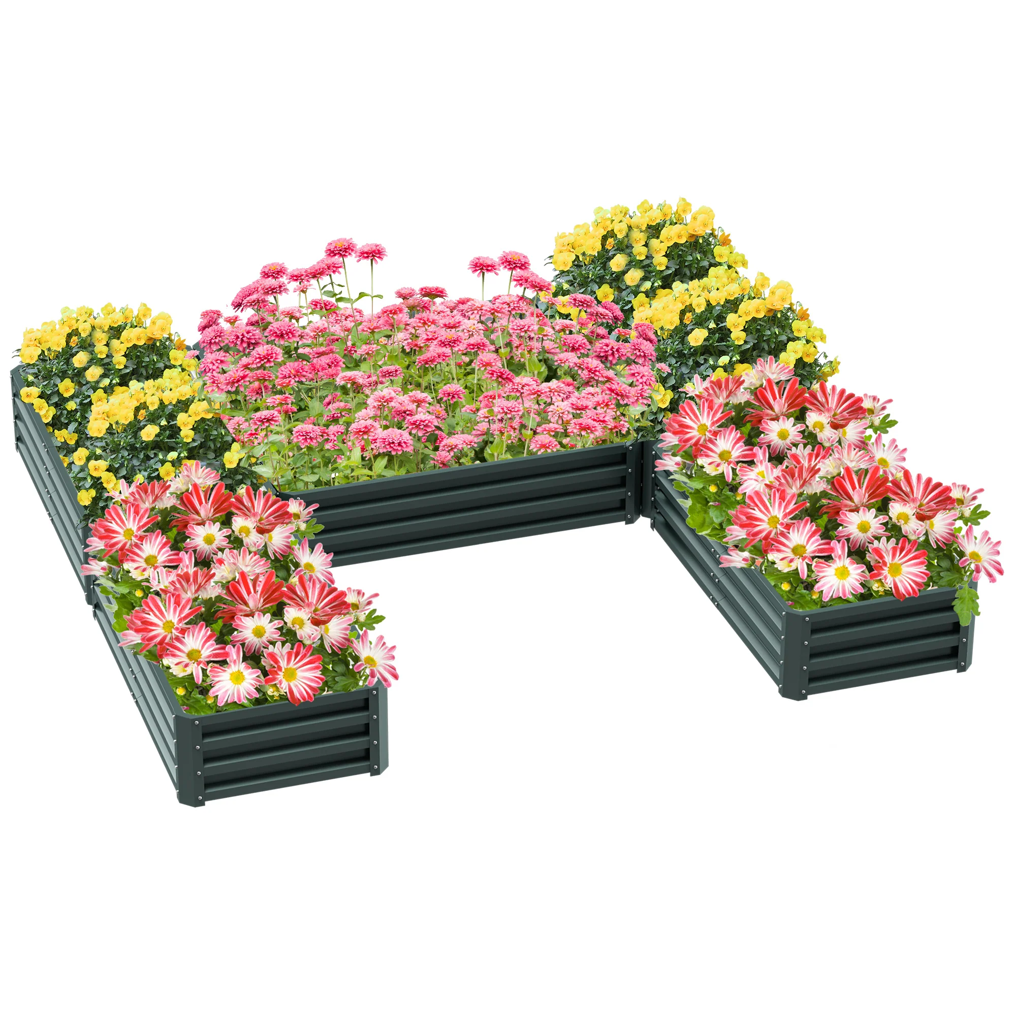 8 x 8' Raised Garden Bed Set, Large Steel Flower Planters for Outdoor Plants, Easy Assembly for Vegetables, Herbs, Green