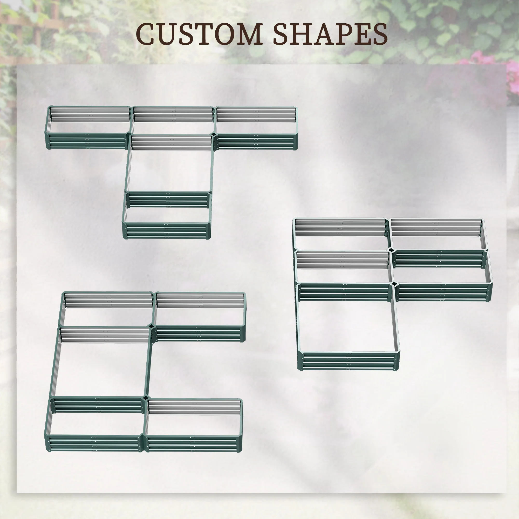 8 x 8' Raised Garden Bed Set, Large Steel Flower Planters for Outdoor Plants, Easy Assembly for Vegetables, Herbs, Green - Image 6