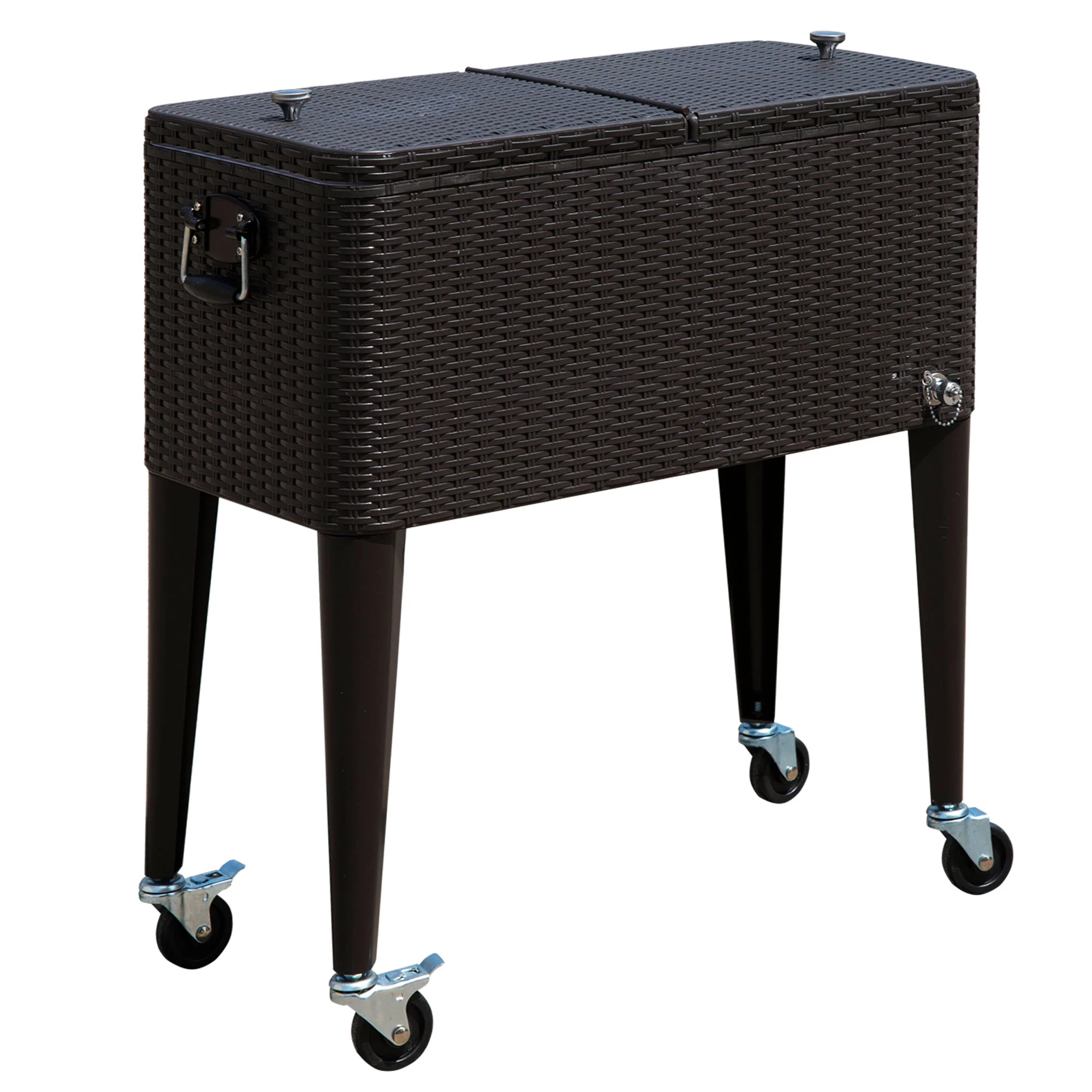 80 QT Wheeled Outdoor Cooler Cart for Parties, Brown
