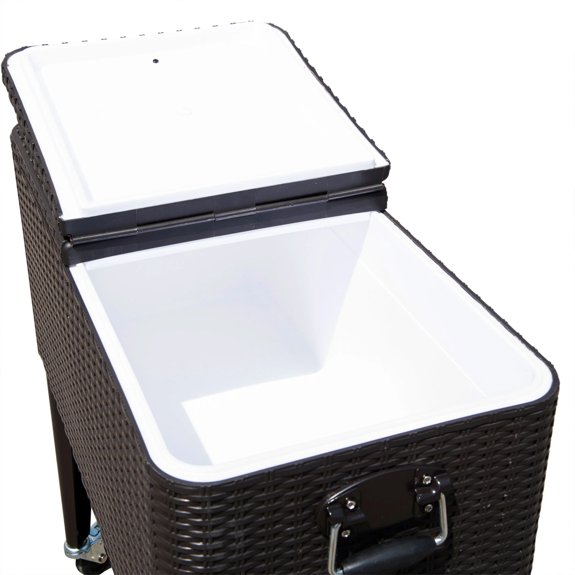 80 QT Wheeled Outdoor Cooler Cart for Parties, Brown - Image 10