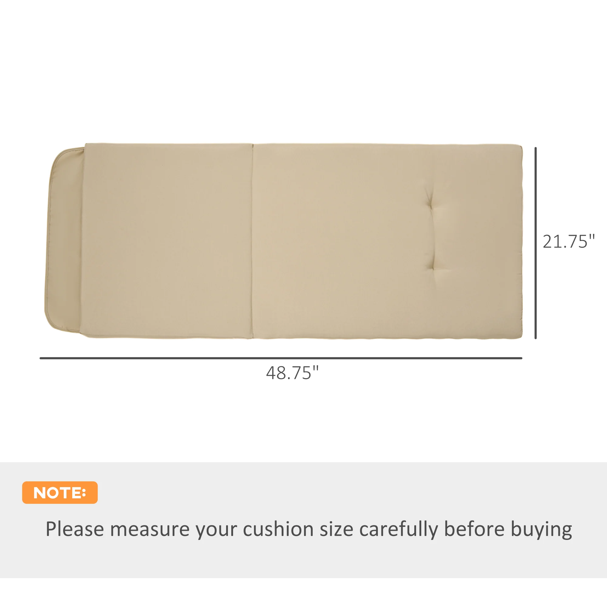 2-Piece Gray Patio Seat Covers, Outdoor Swing Cushion Set with Tufted Backrest & Tie Straps, Beige - Image 5