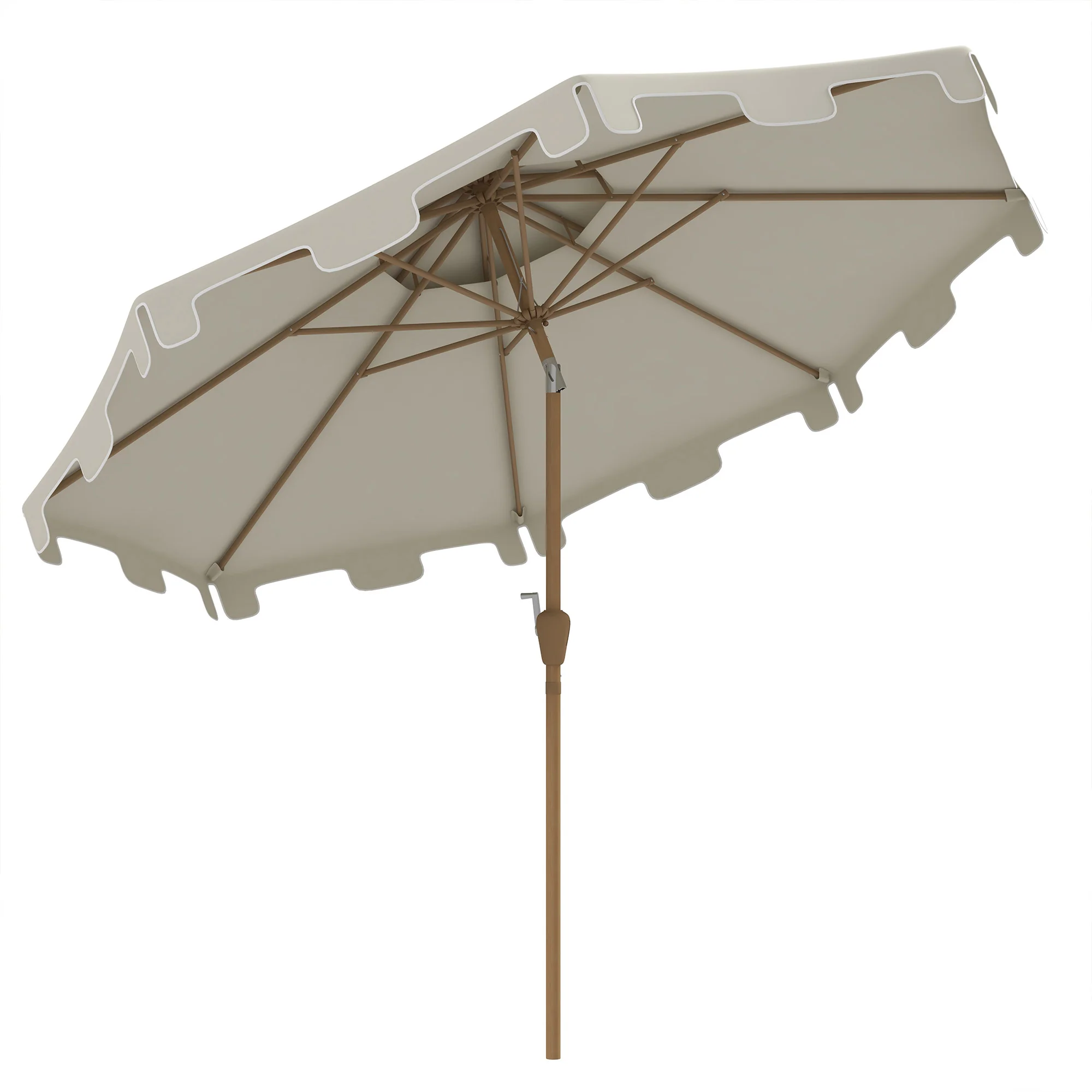 9' Patio Umbrella with Push Button Tilt and Crank, Outdoor Umbrella with 8 Ribs, Cream White