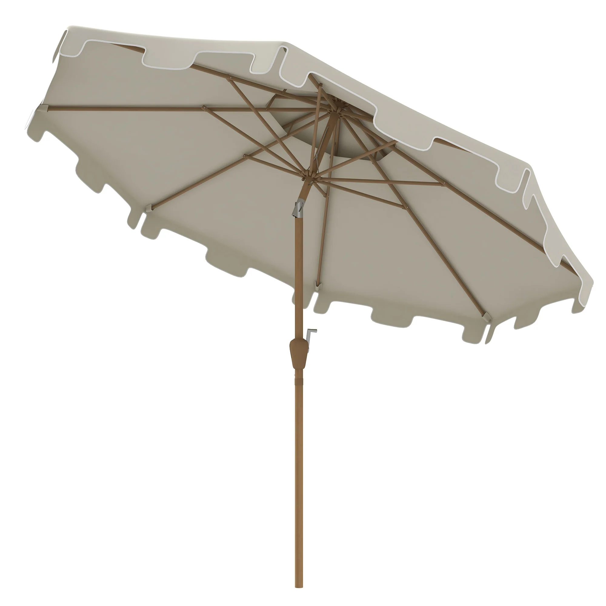 9' Patio Umbrella with Push Button Tilt and Crank, Outdoor Umbrella with 8 Ribs, Cream White - Image 2