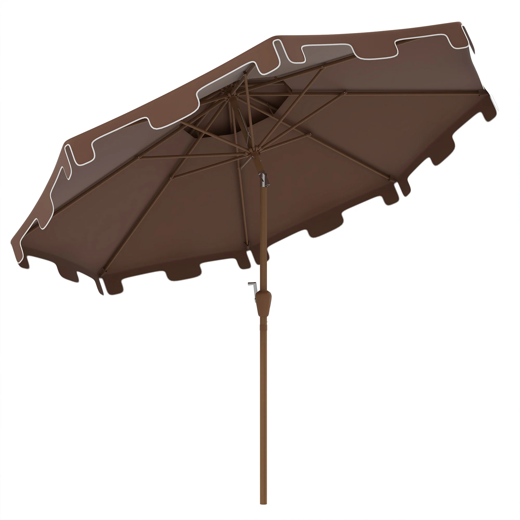 9' Patio Umbrella with Push Button Tilt and Crank, Outdoor Umbrella with 8 Ribs,  Brown - Image 12