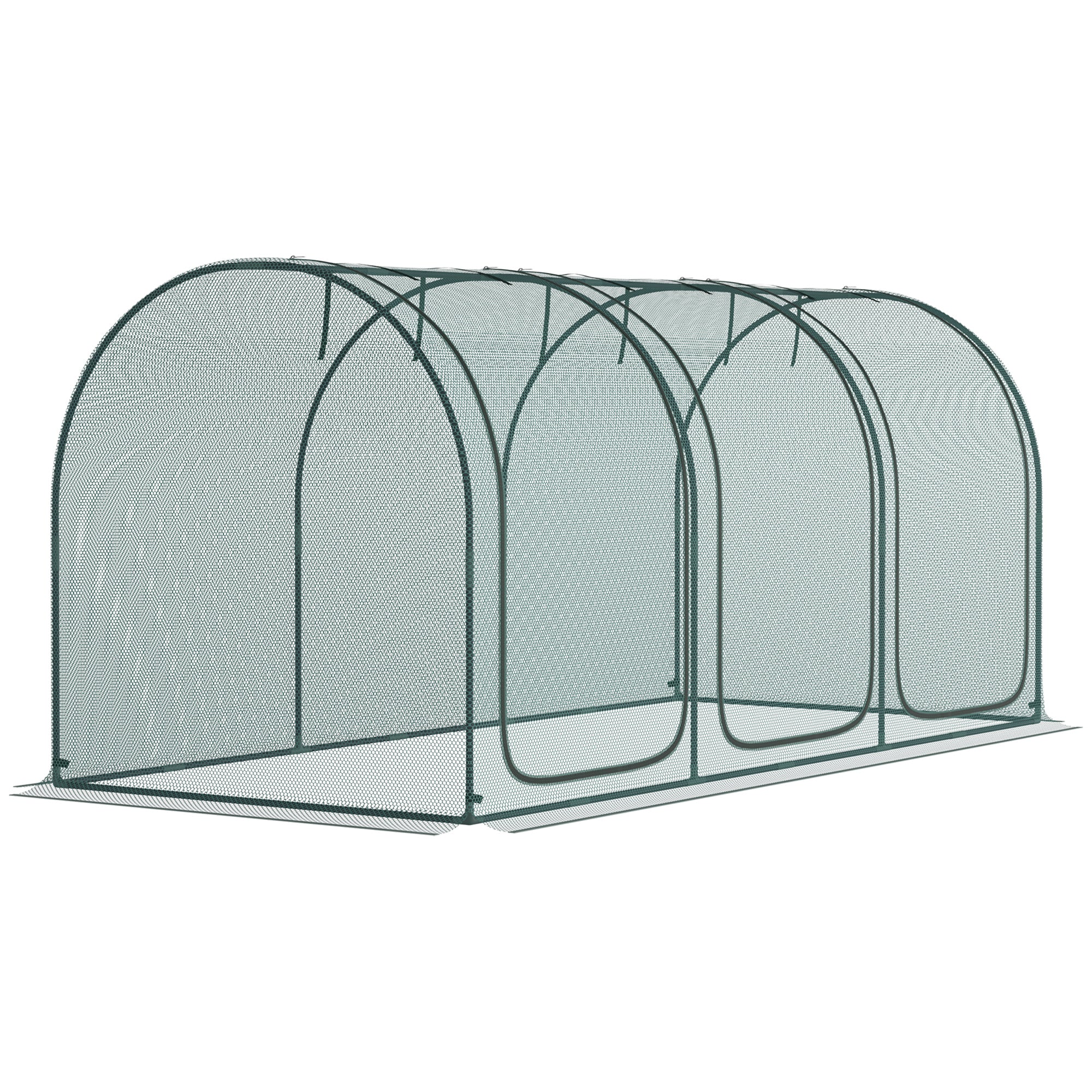 9' x 4' Plant Protection Tent with 3 Zippered Doors, Storage Bag and 4 Ground Stakes, Green - Image 11