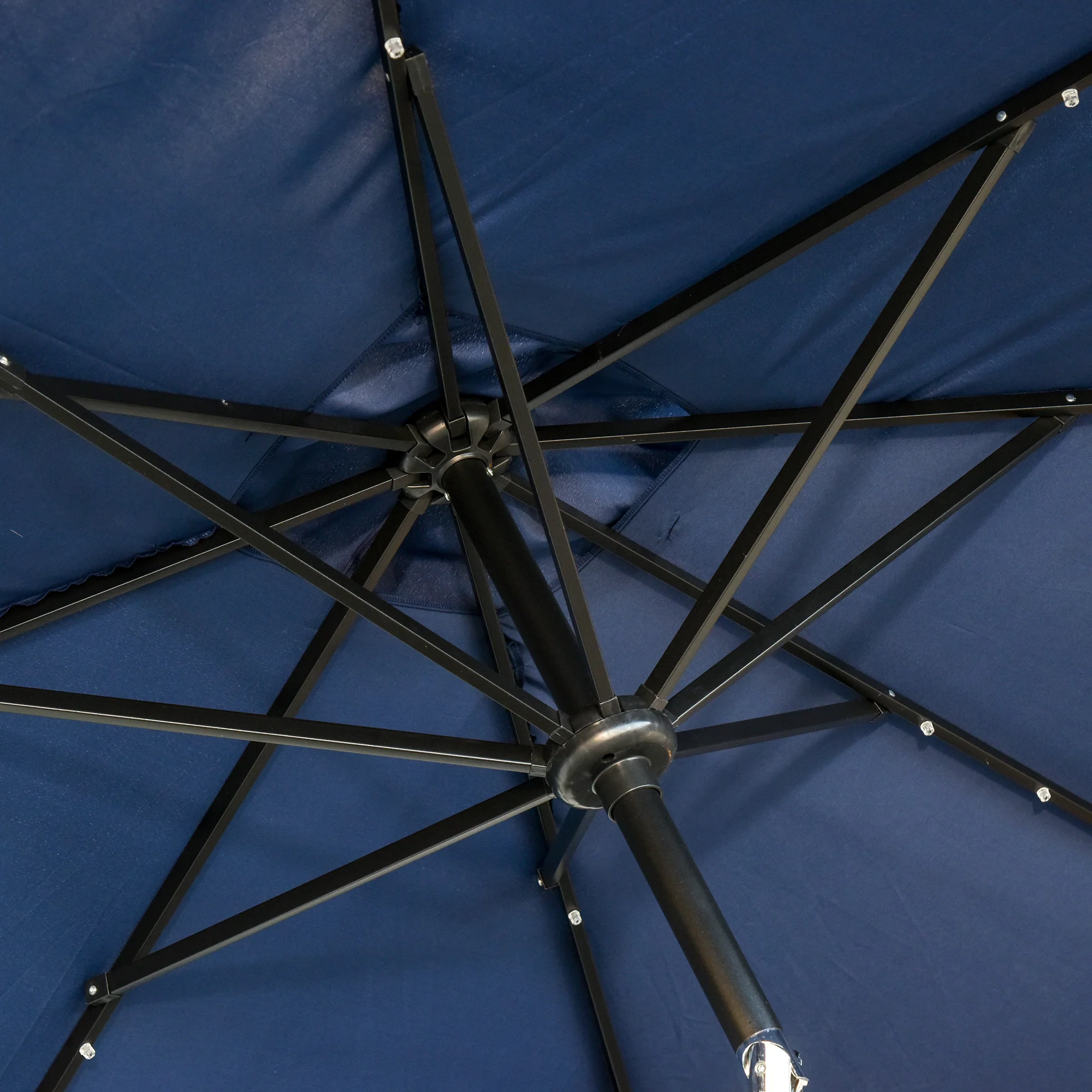 9' x 7' Solar Umbrella with LED Lighted, Tilt & Crank, for Garden, Deck, Pool, Blue - Image 11