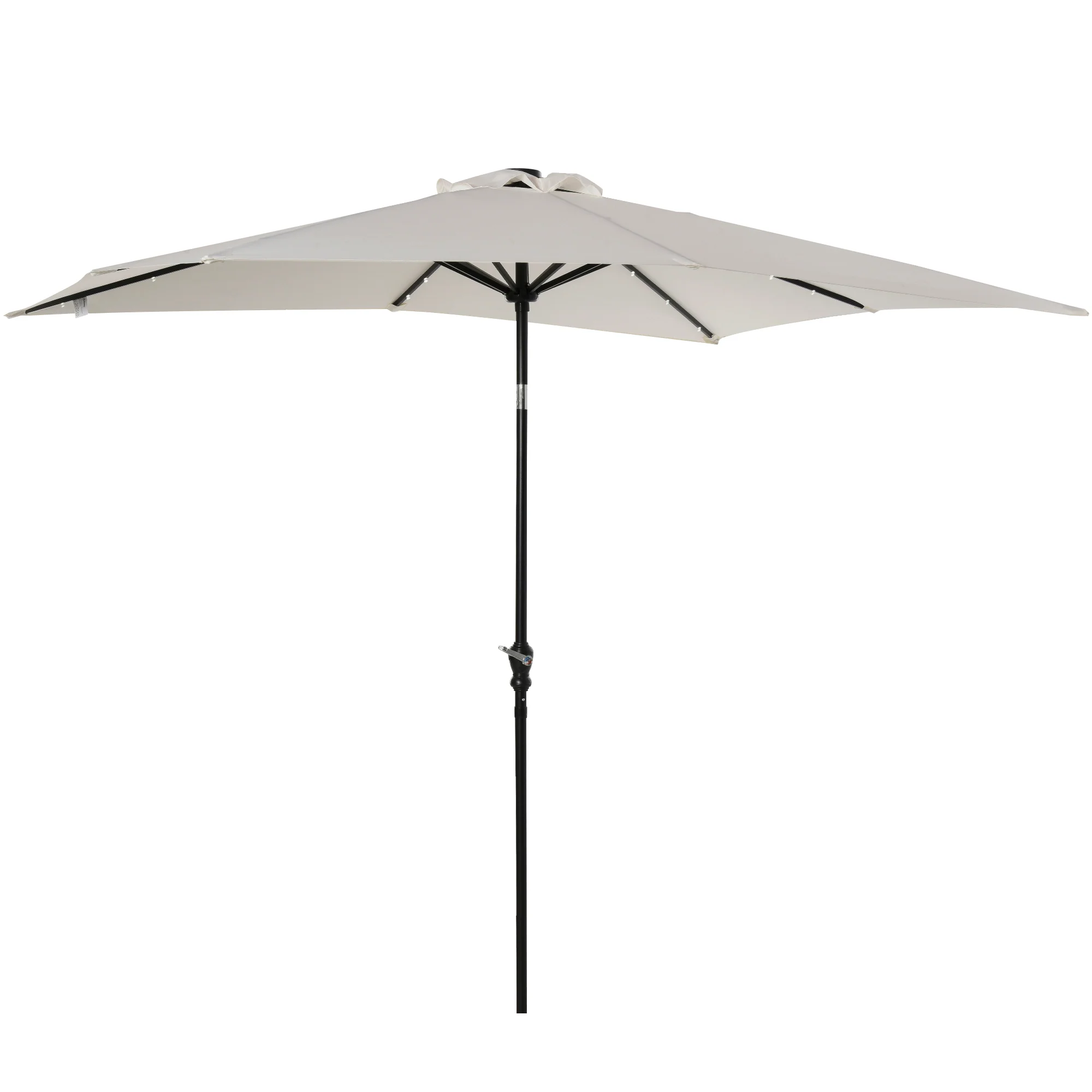 9' x 7' Patio Umbrella with Crank, Solar LED Lights, 45° Tilt, Push-Button Operation, White - Image 14