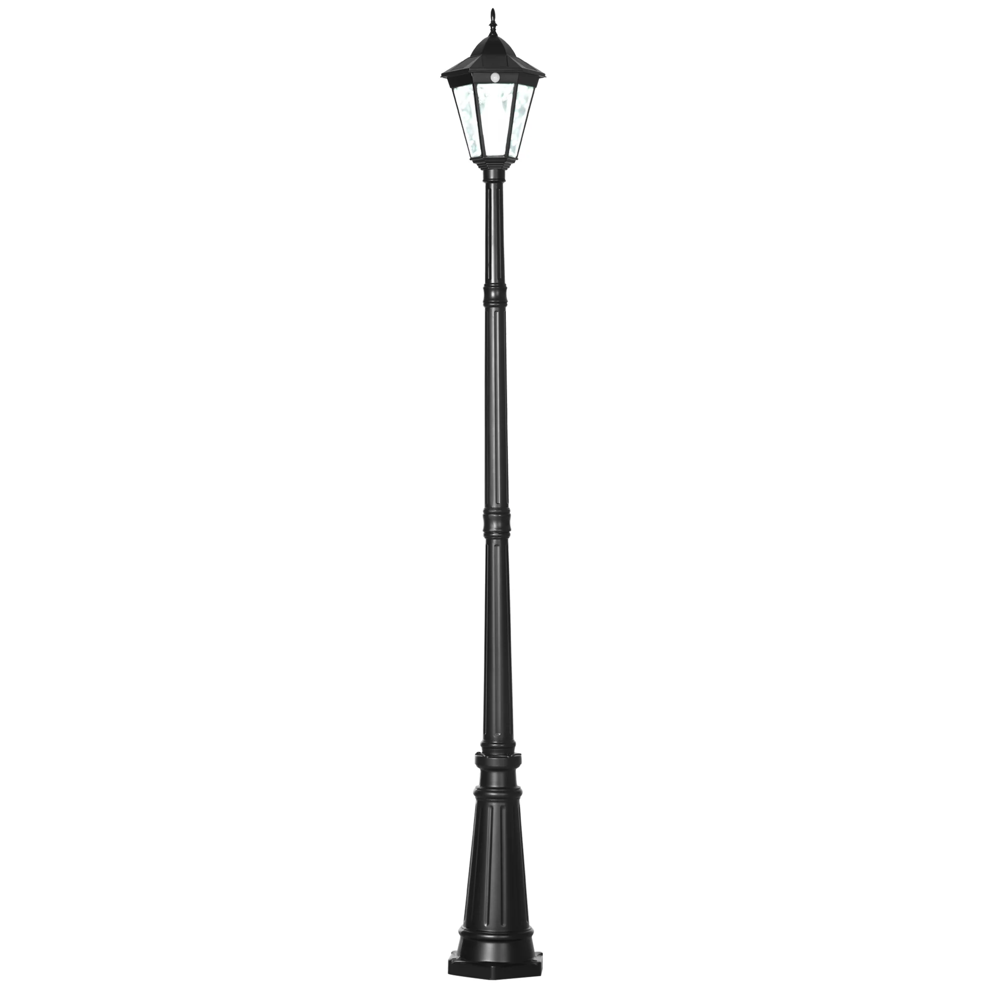 94.5" Solar-Powered Vintage Street Light with Motion Sensor & Dusk-to-Dawn, Black Aluminum