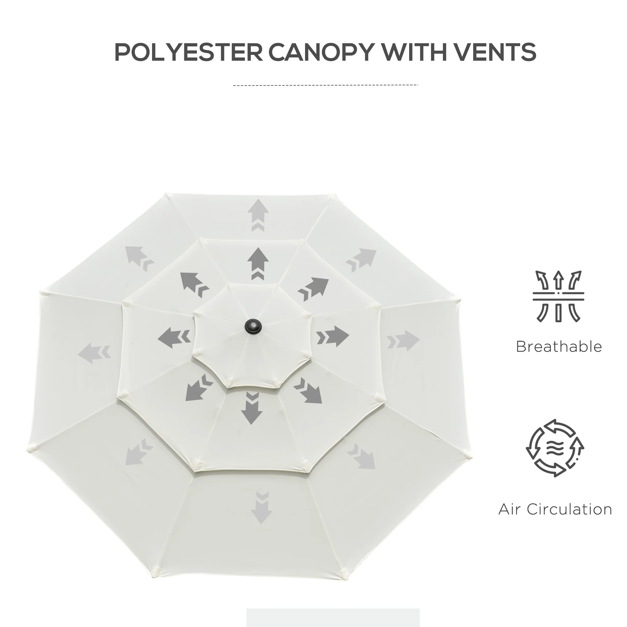 9FT 3-Tier Patio Umbrella with Push-Button Tilt, Beige - Image 10