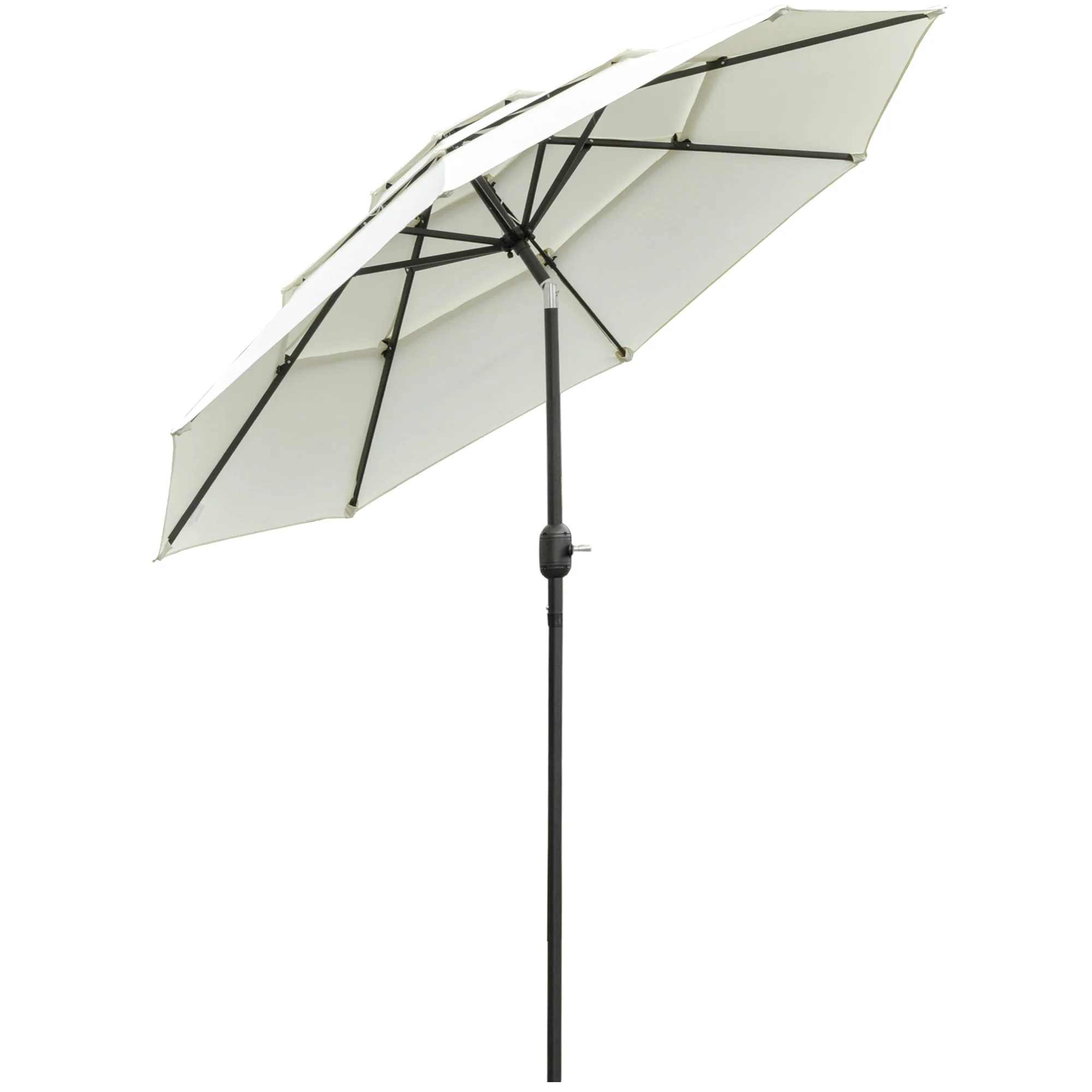 9FT 3-Tier Patio Umbrella with Push-Button Tilt, Beige - Image 12