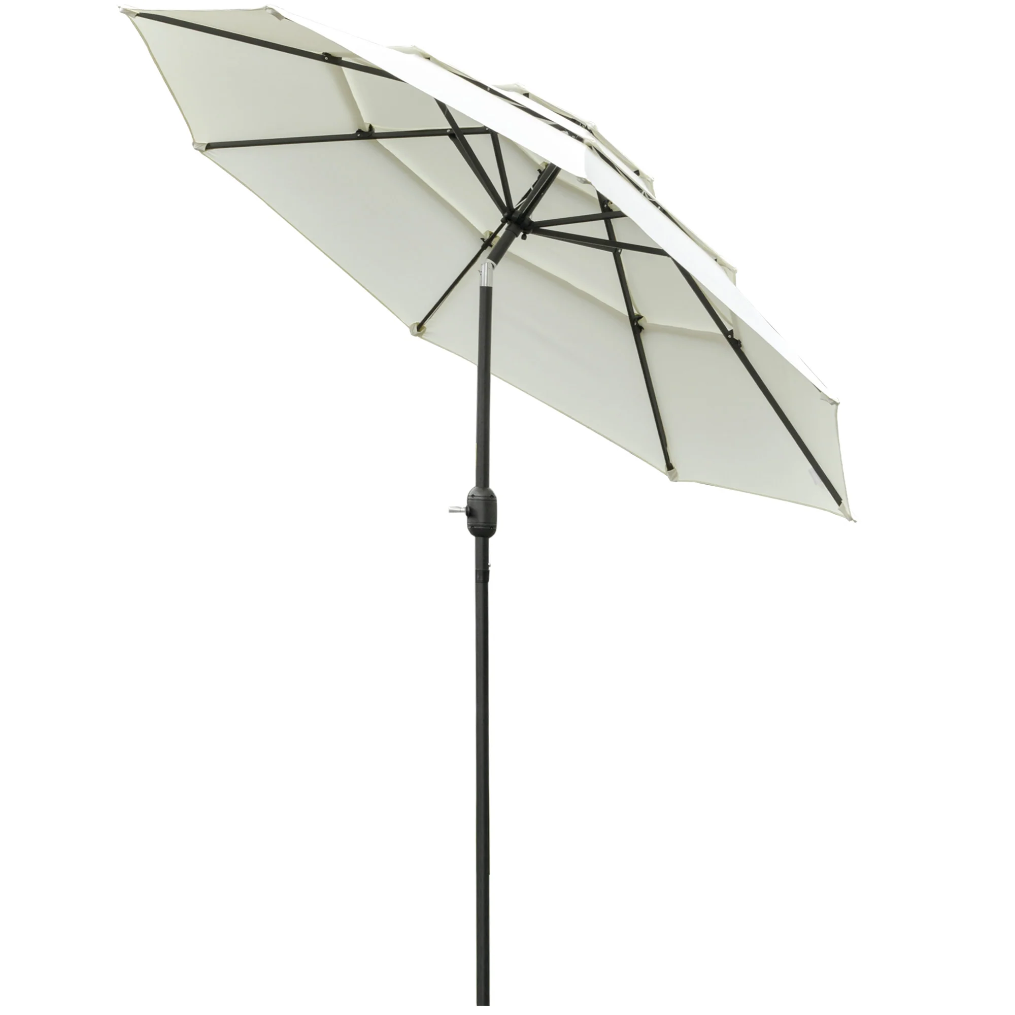 9FT 3-Tier Patio Umbrella with Push-Button Tilt, Beige - Image 2