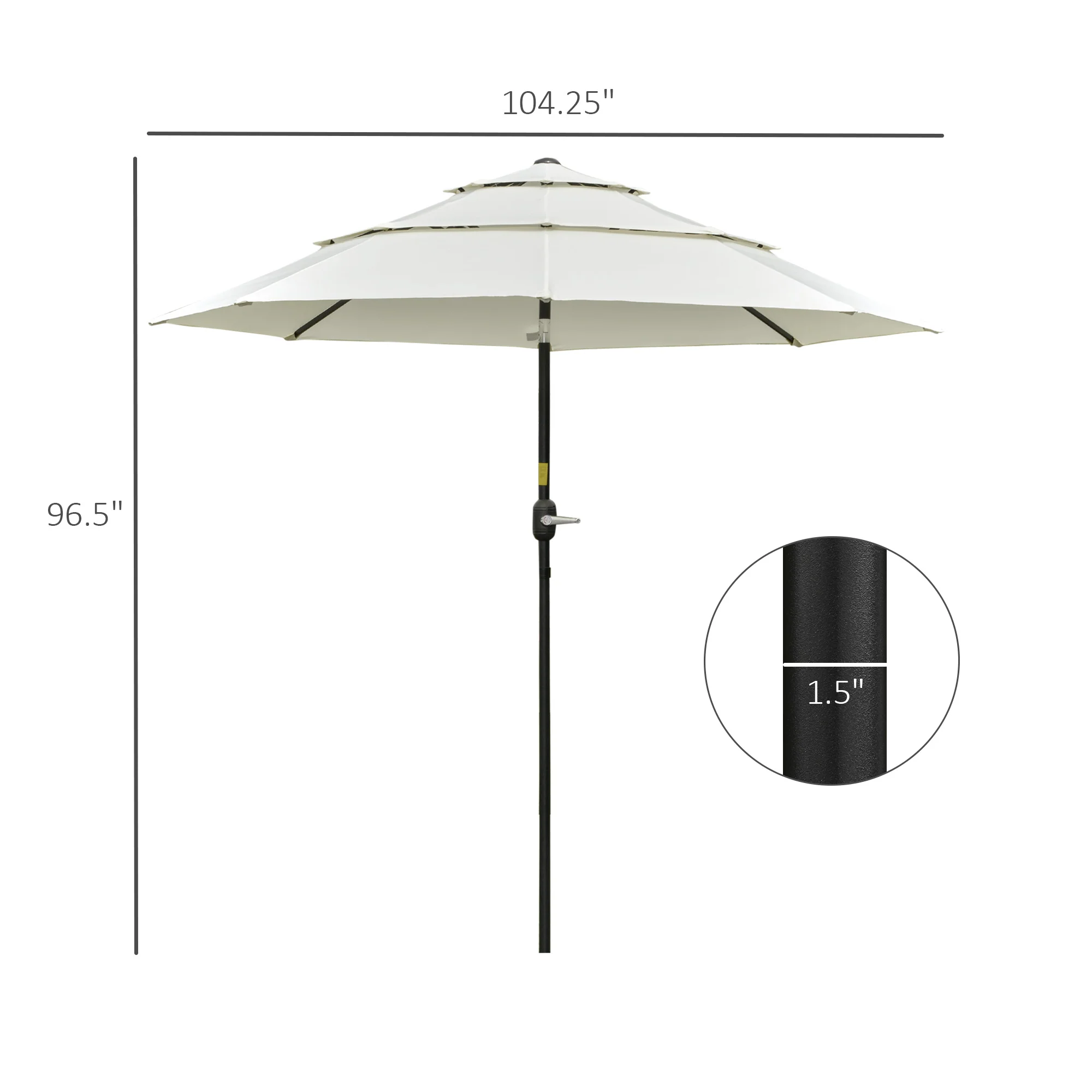 9FT 3-Tier Patio Umbrella with Push-Button Tilt, Beige - Image 5