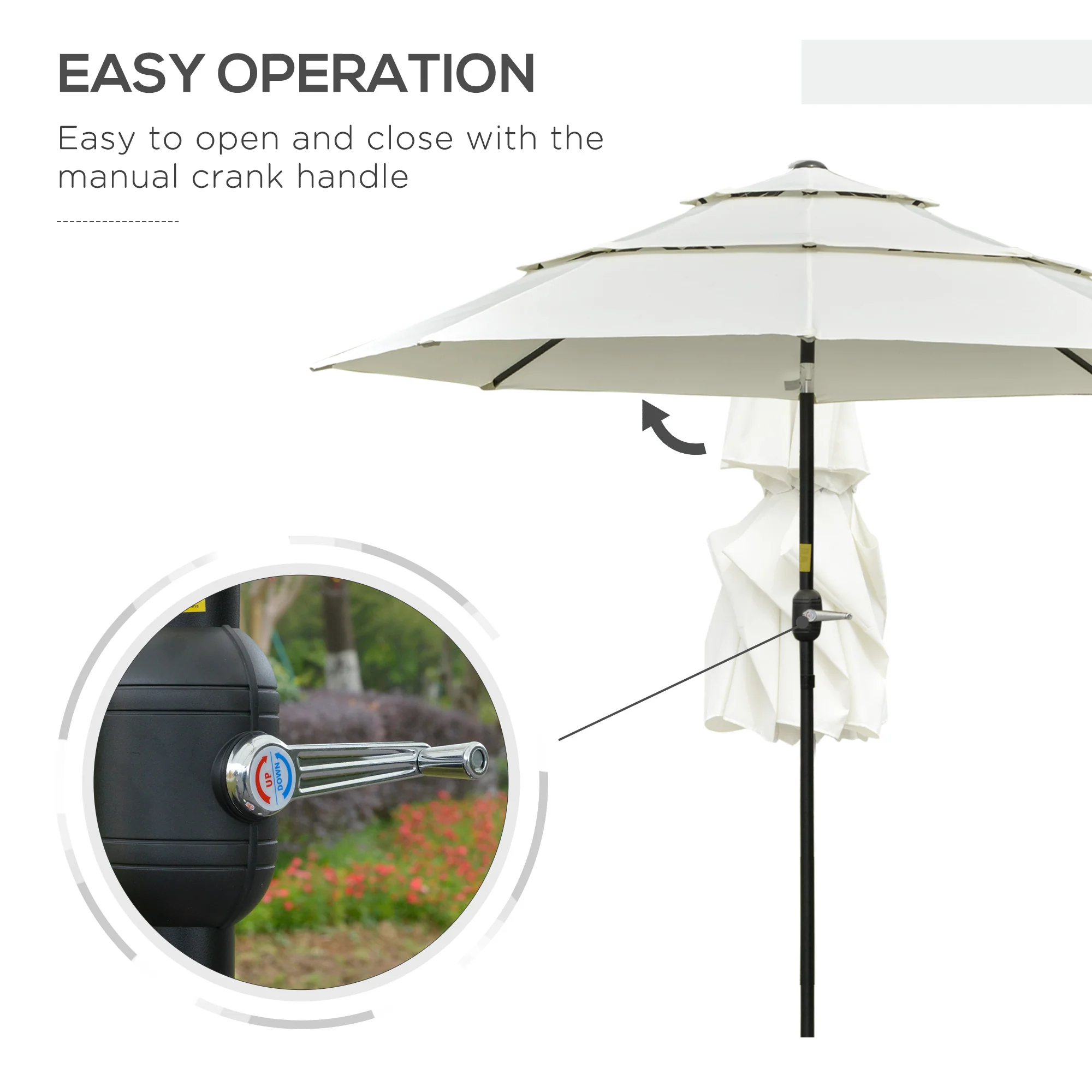9FT 3-Tier Patio Umbrella with Push-Button Tilt, Beige - Image 7