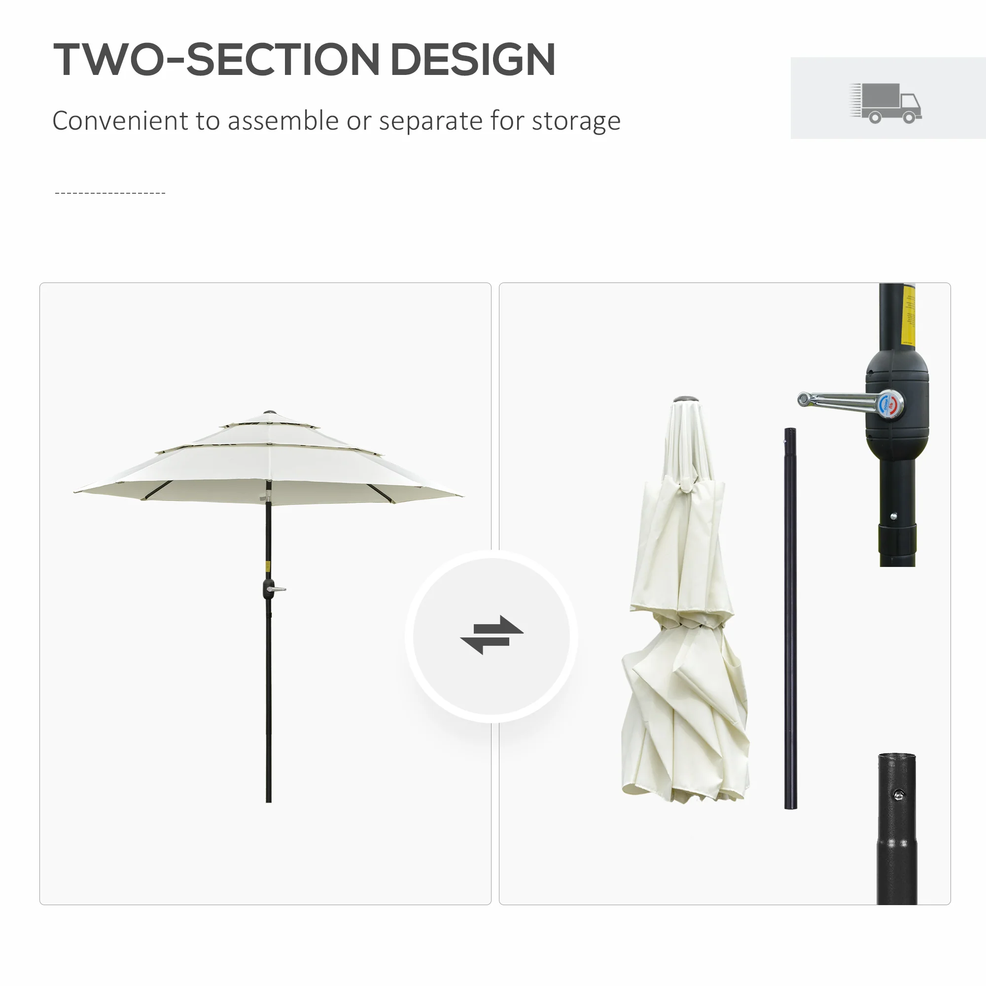 9FT 3-Tier Patio Umbrella with Push-Button Tilt, Beige - Image 8