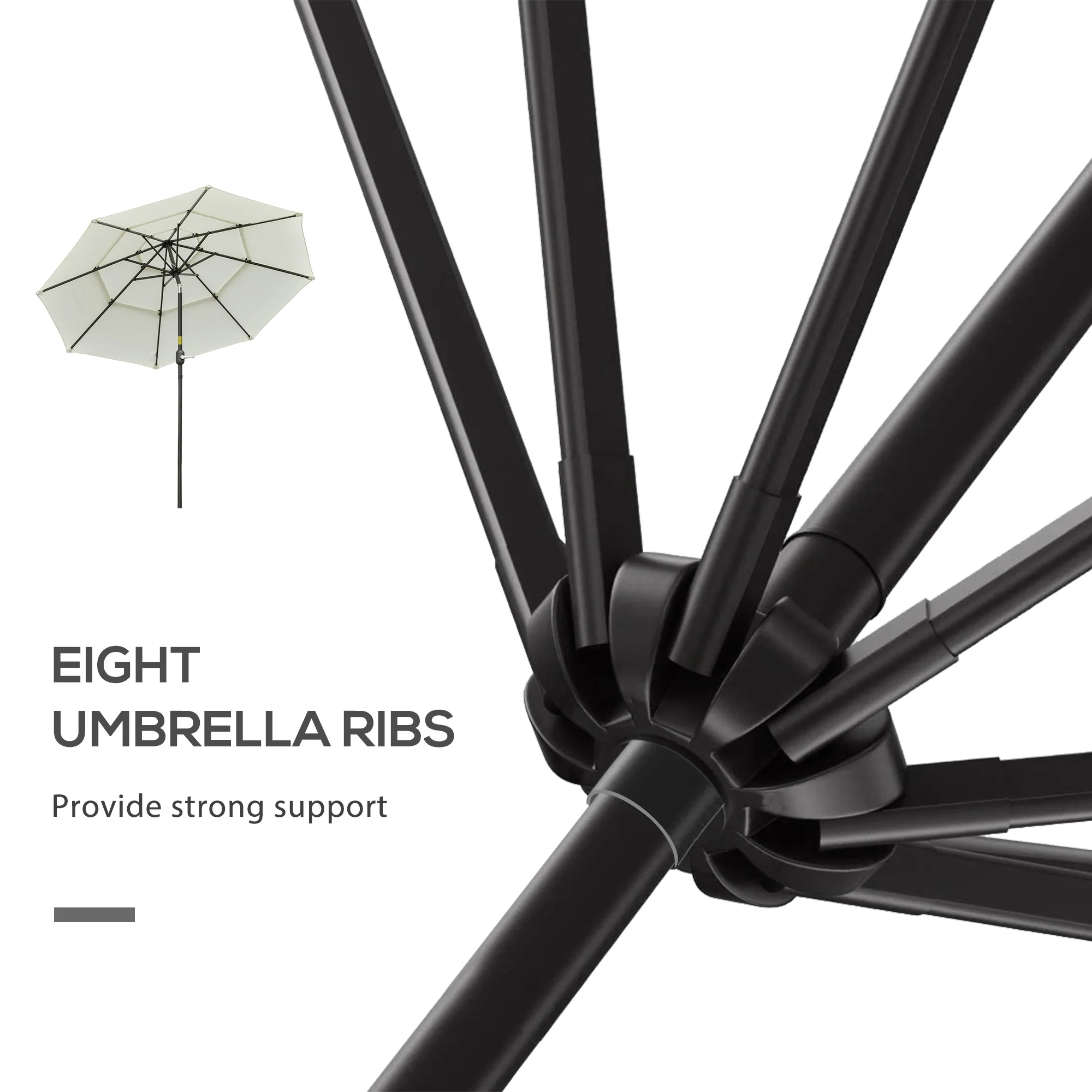 9FT 3-Tier Patio Umbrella with Push-Button Tilt, Beige - Image 9